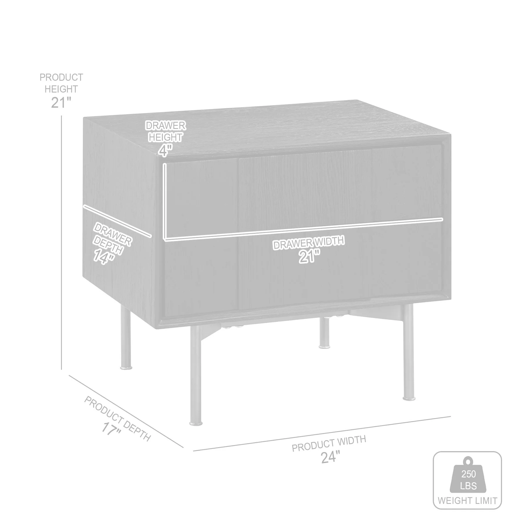 Carnaby 2 Drawer Nightstand in Black Brushed Oak and Bronze - Image 9