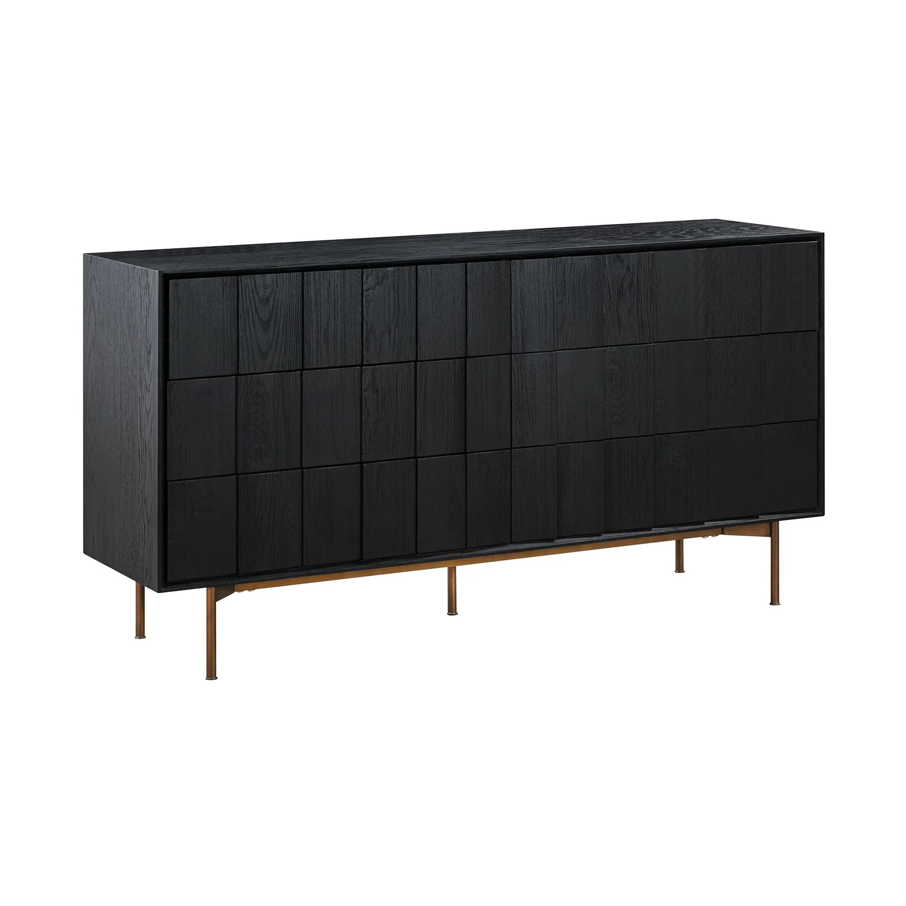 Carnaby 6 Drawer Dresser in Black Brushed Oak and Bronze - Image 2