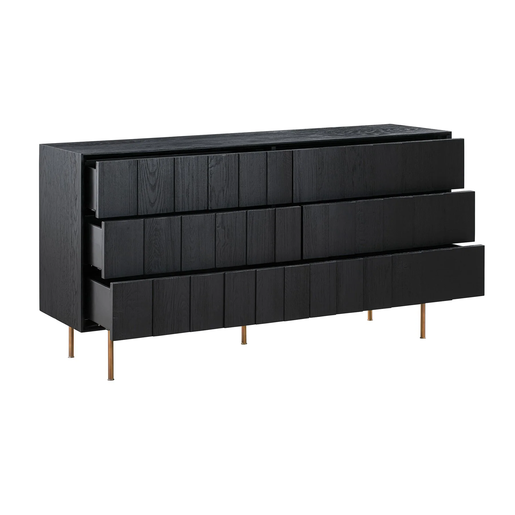 Carnaby 6 Drawer Dresser in Black Brushed Oak and Bronze - Image 3