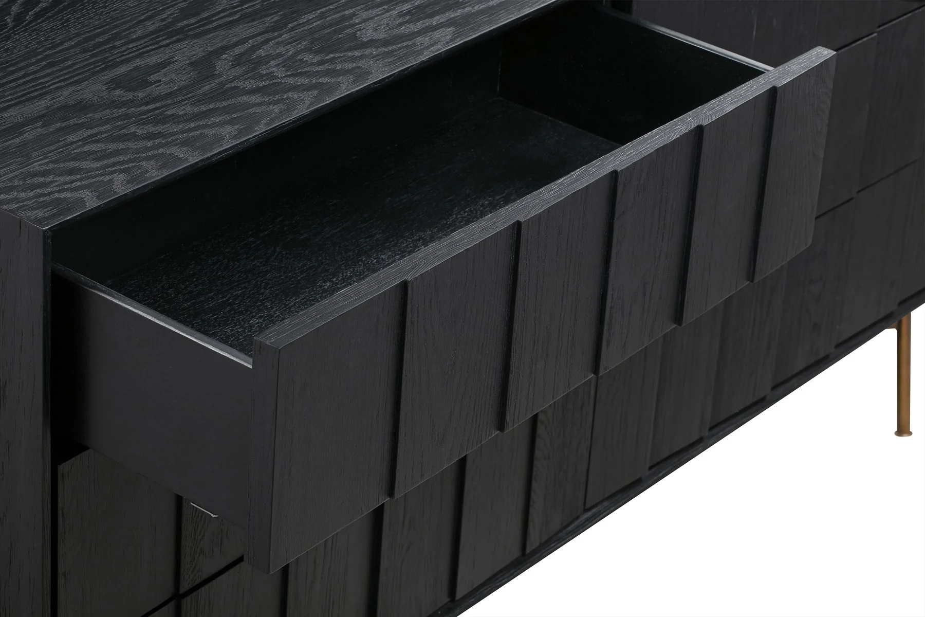 Carnaby 6 Drawer Dresser in Black Brushed Oak and Bronze - Image 6