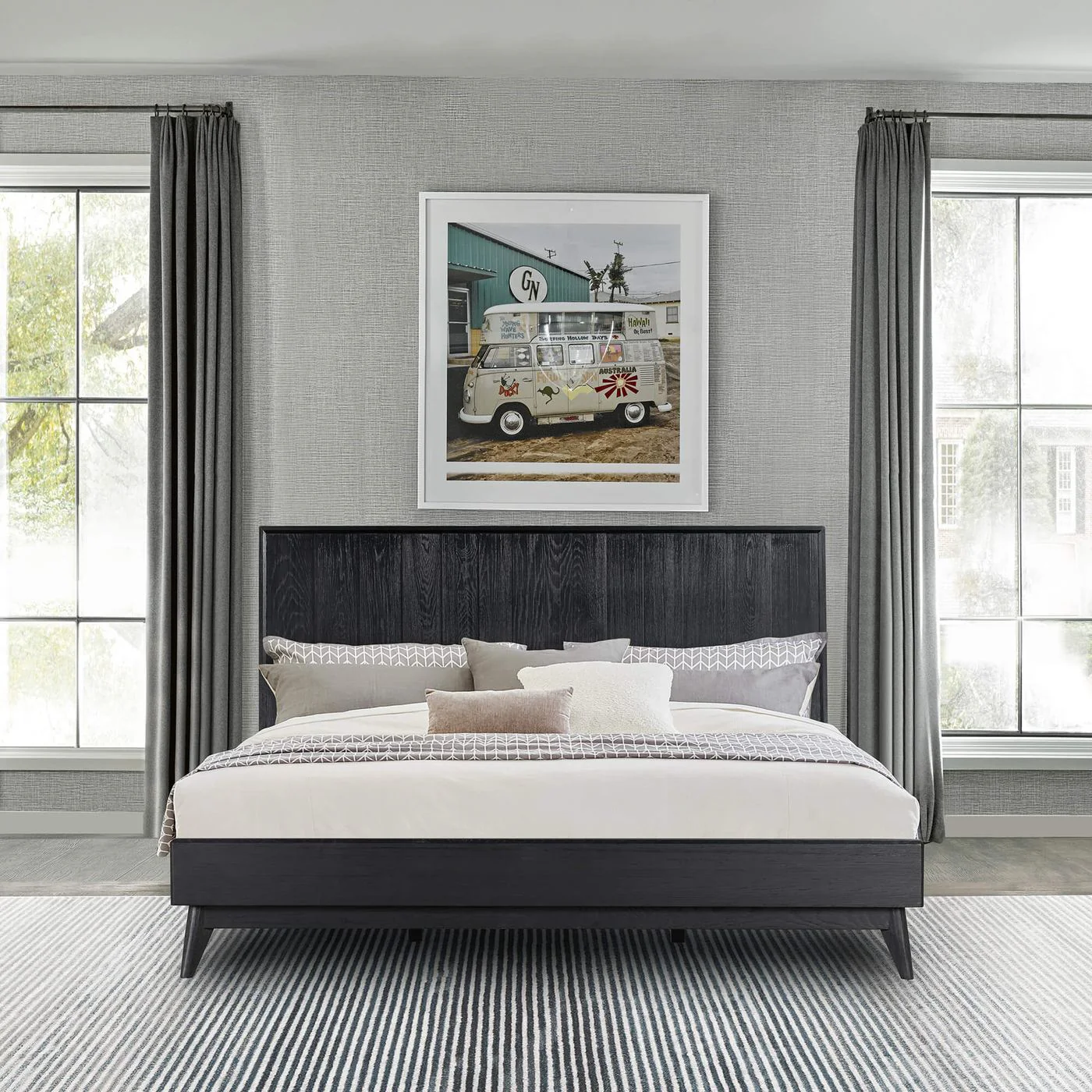 Carnaby King Platform Bed Frame in Black Brushed Oak Wood - Image 10