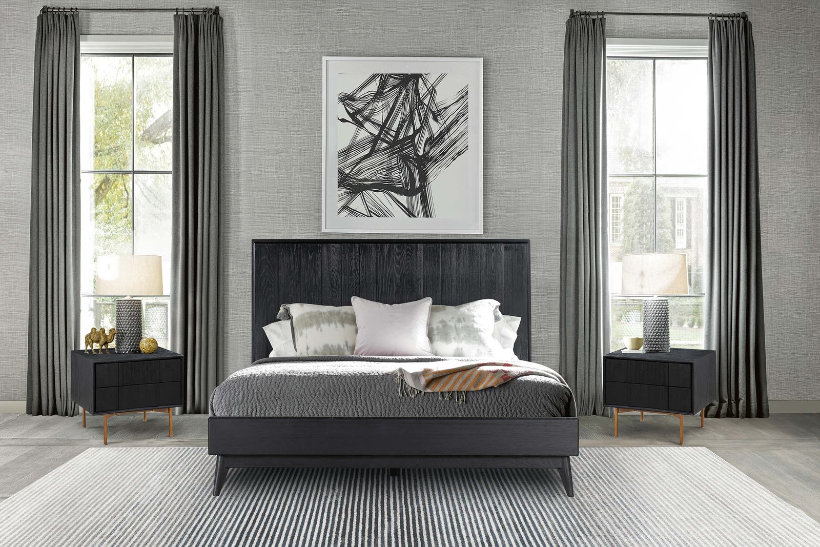 Carnaby Queen Platform Bed Frame in Black Brushed Oak Wood - Image 11
