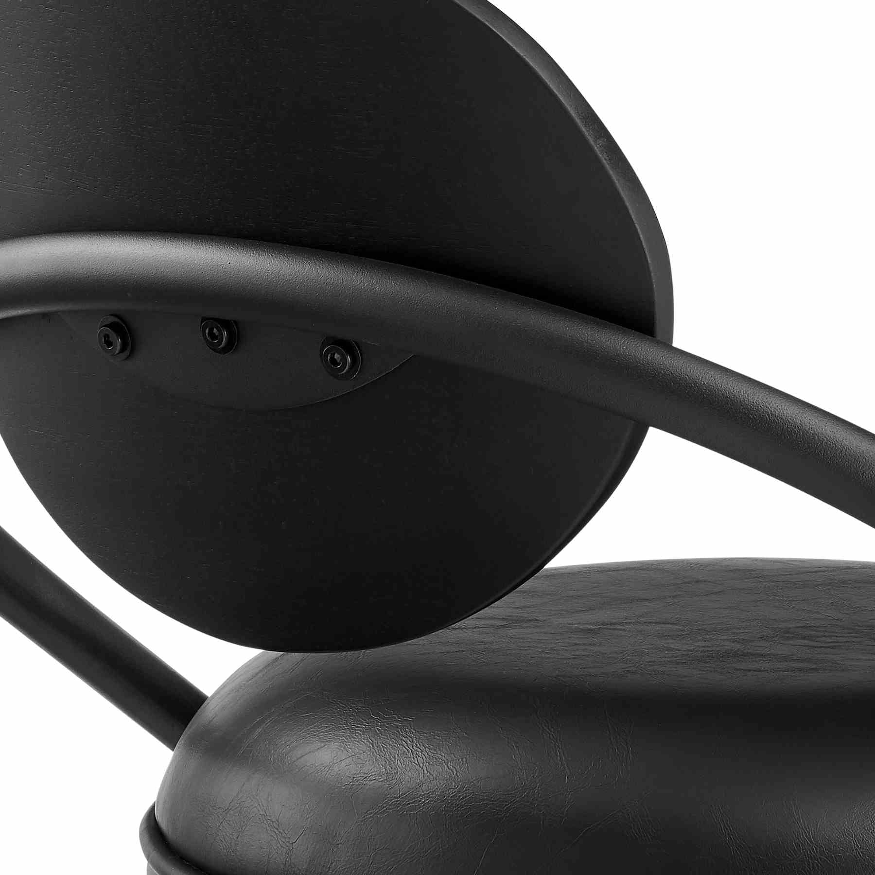 Carnation 26" Swivel Counter Stool in Black Iron with Vintage Black Faux Leather and Black Wood Back - Image 7
