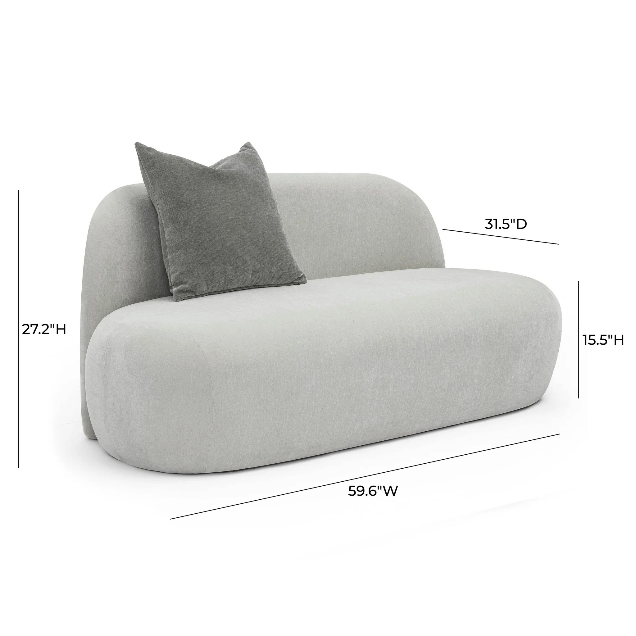 Carraway Grey Upcycled Chenille Loveseat - Image 6