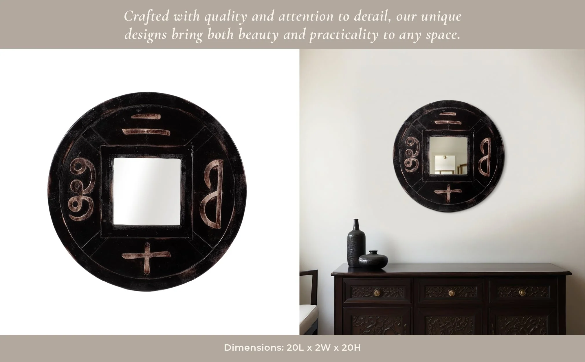 Carved Mirror, Brown - Image 9