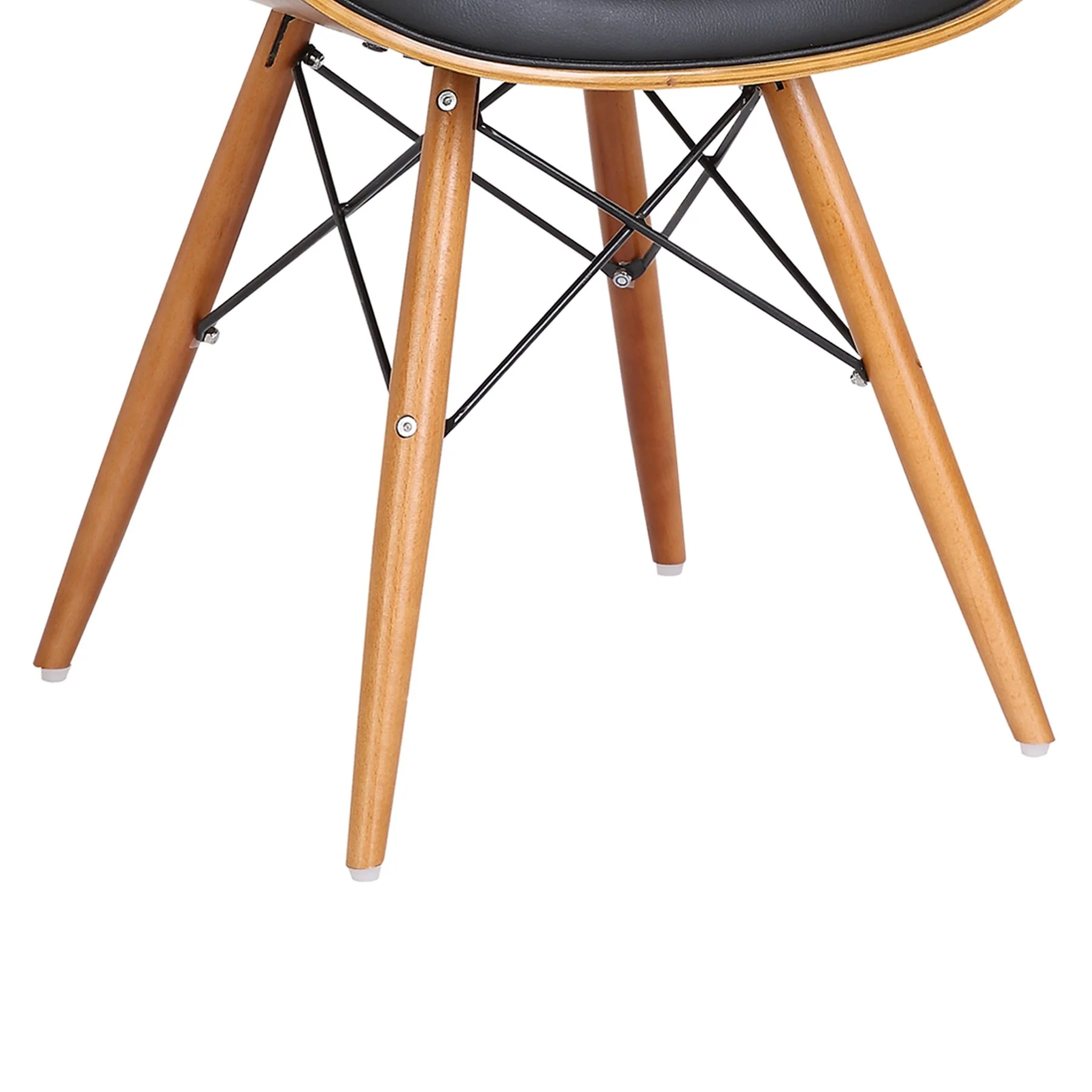 Cassie Mid-Century Dining Chair in Walnut Wood and Black Faux Leather - Image 6