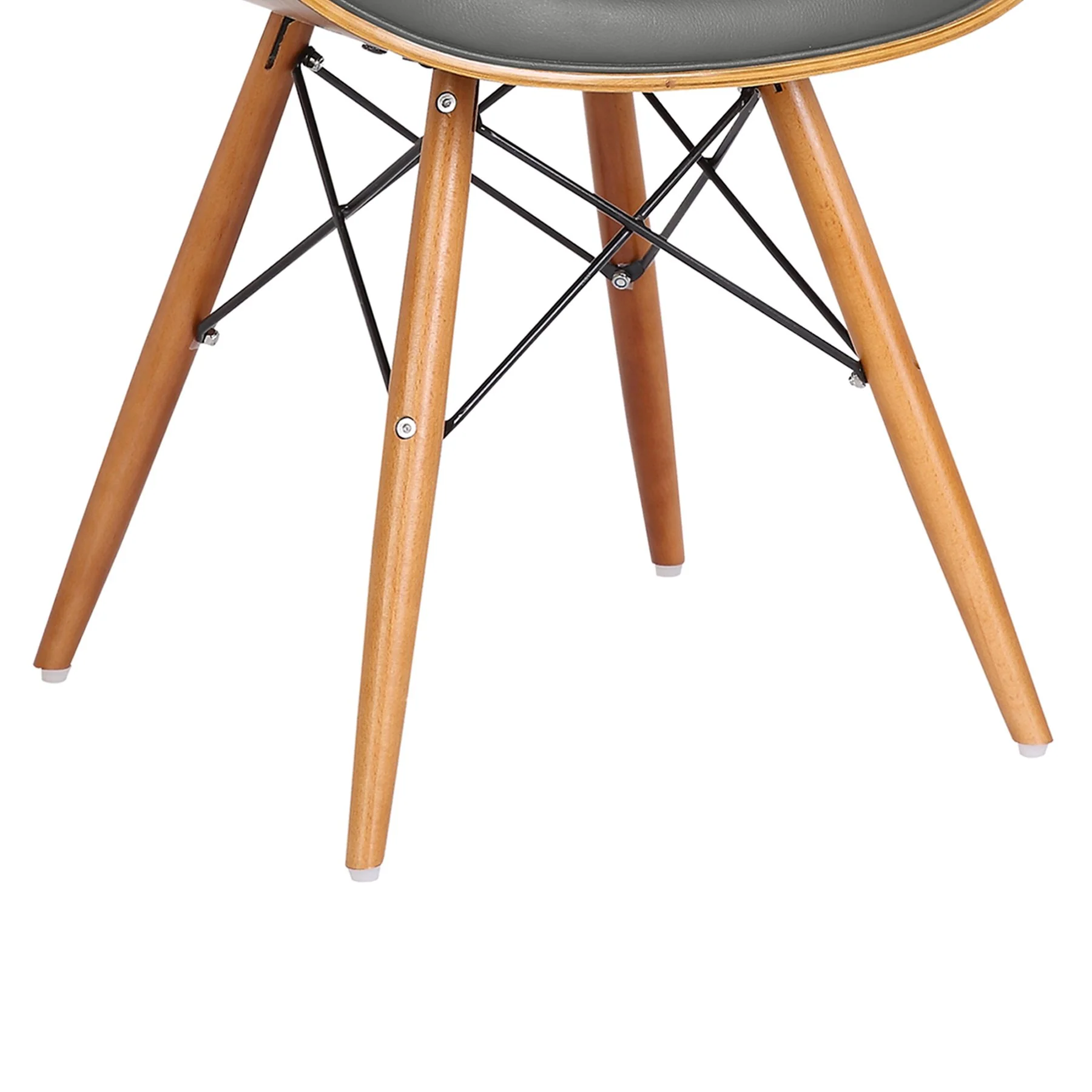 Cassie Mid-Century Dining Chair in Walnut Wood and Gray Faux Leather - Image 7