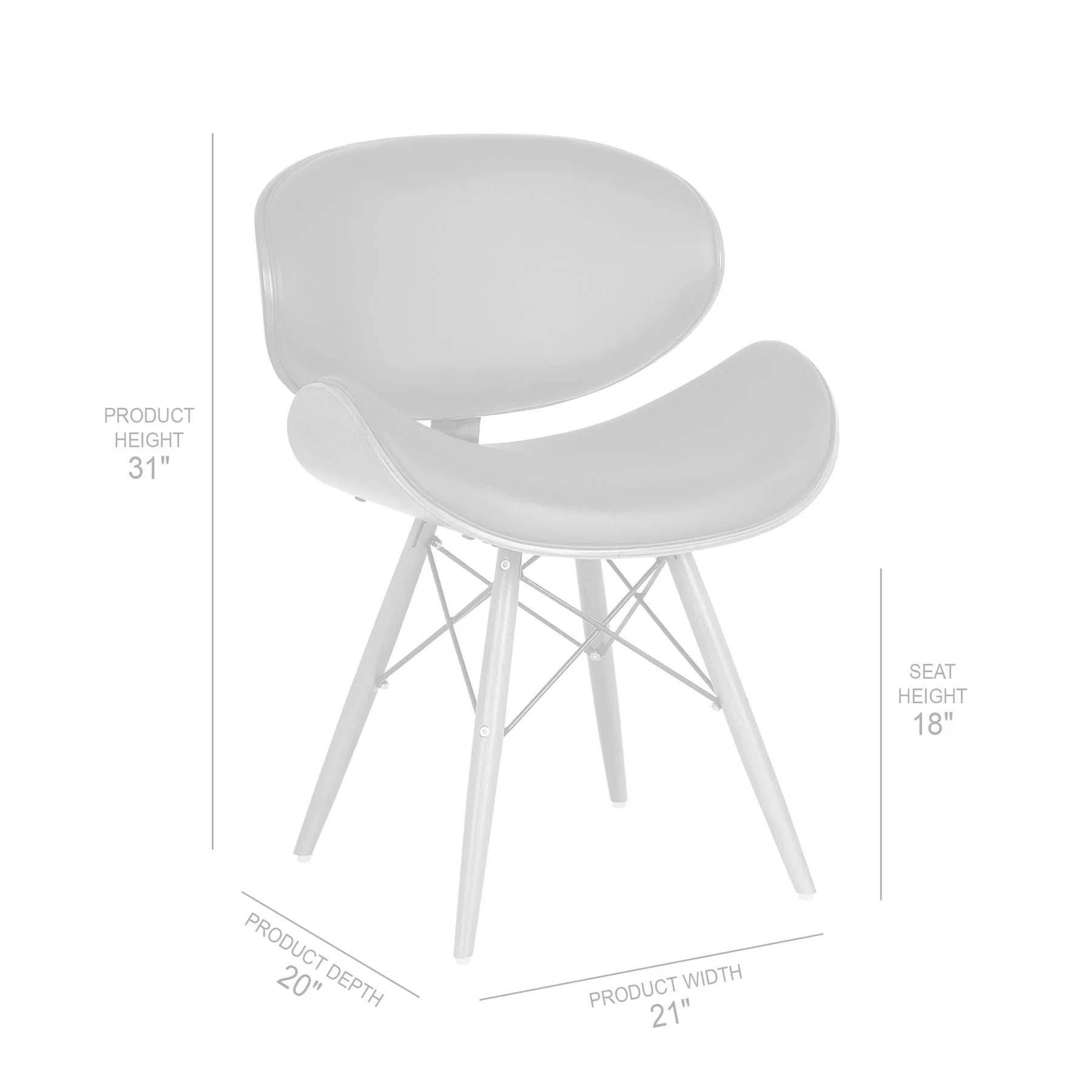 Cassie Mid-Century Dining Chair in Walnut Wood and Gray Faux Leather - Image 8