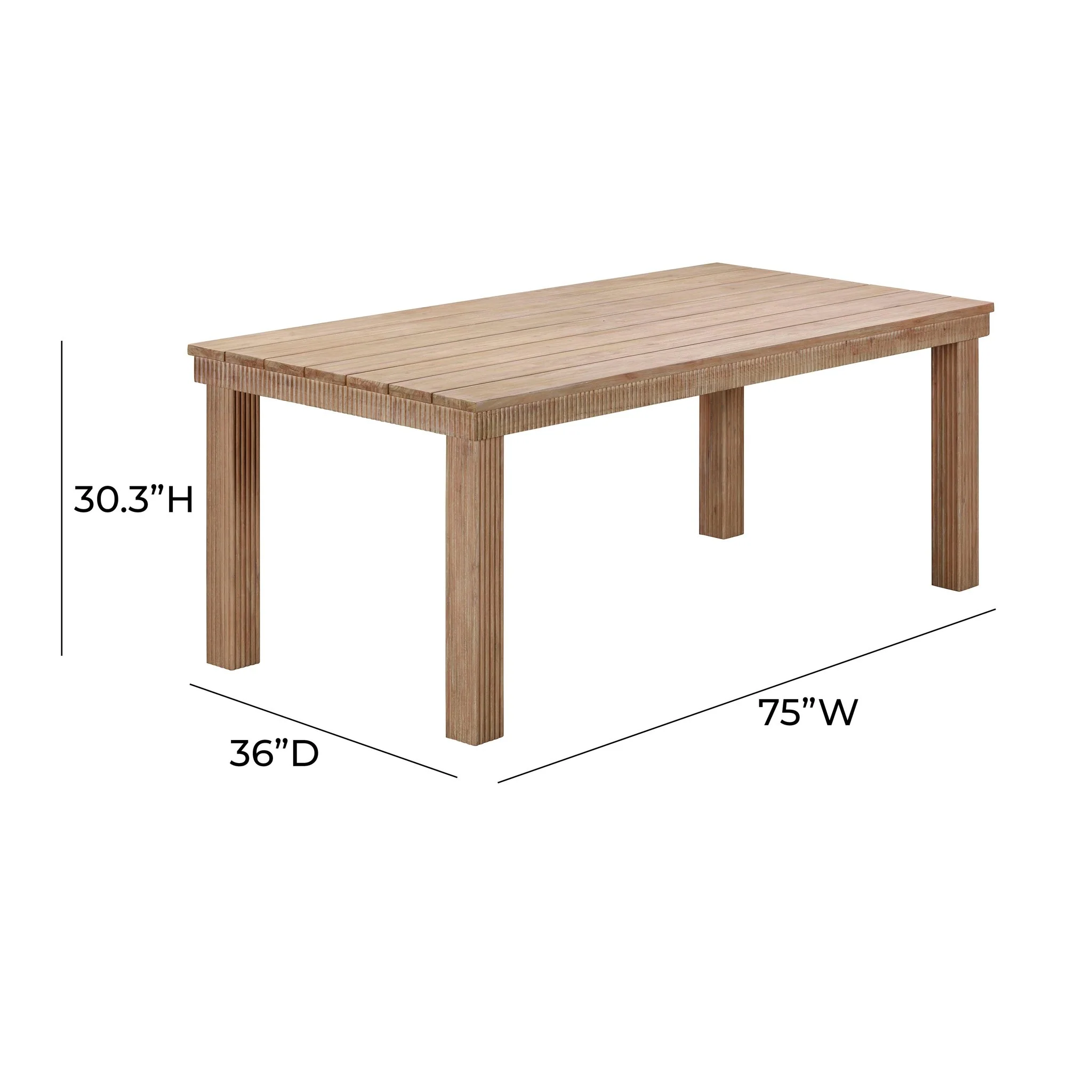 Cassie Natural 75 Inch Rectangular Outdoor Dining Table - Image 5