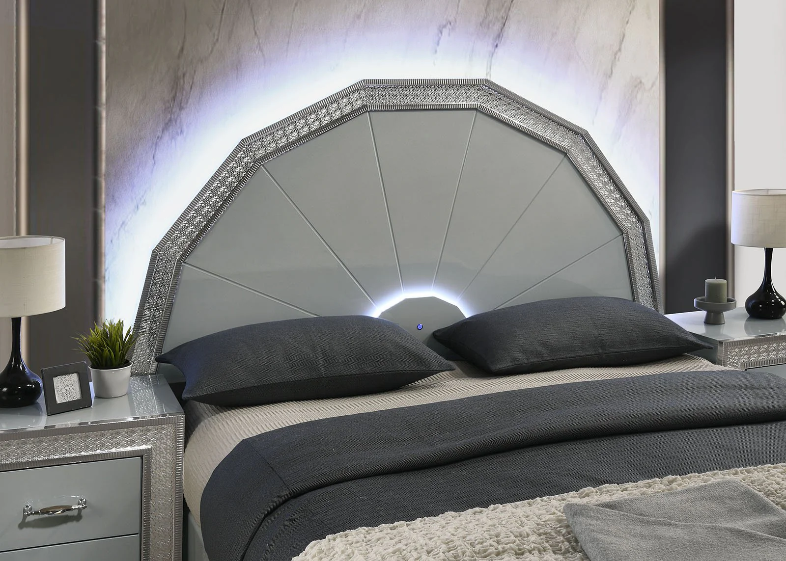 Cassiopeia Queen Bed, Metallic Gray - Image 3