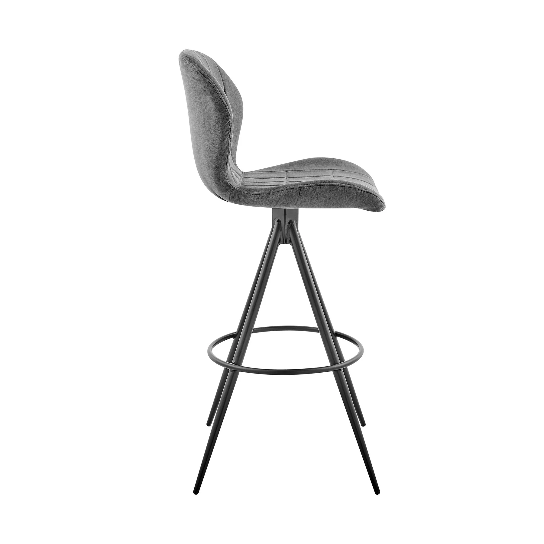 Catalina 26" Counter Height Bar Stool in Charcoal Fabric and Black Finish - Image 3
