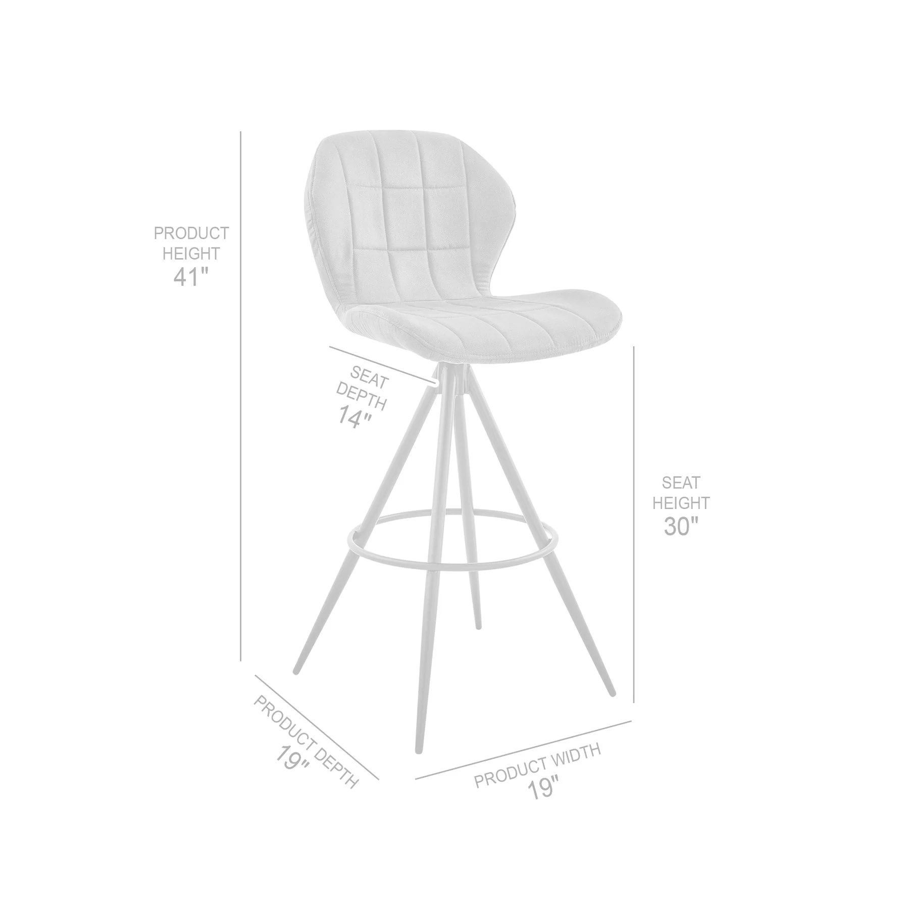 Catalina 30" Bar Height Bar Stool in Charcoal Fabric and Black Finish - Image 8