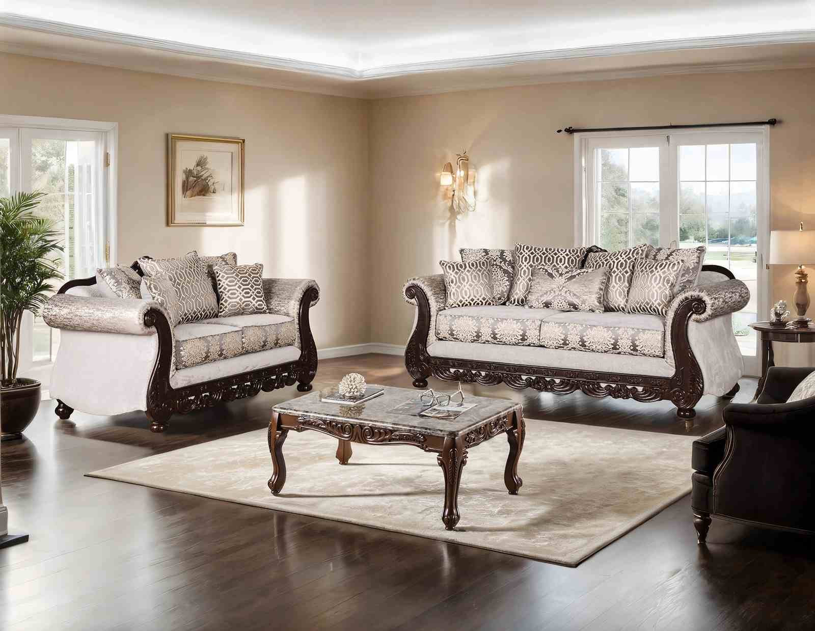 Catalonia Sofa, Beige/Dark Cherry - Image 2
