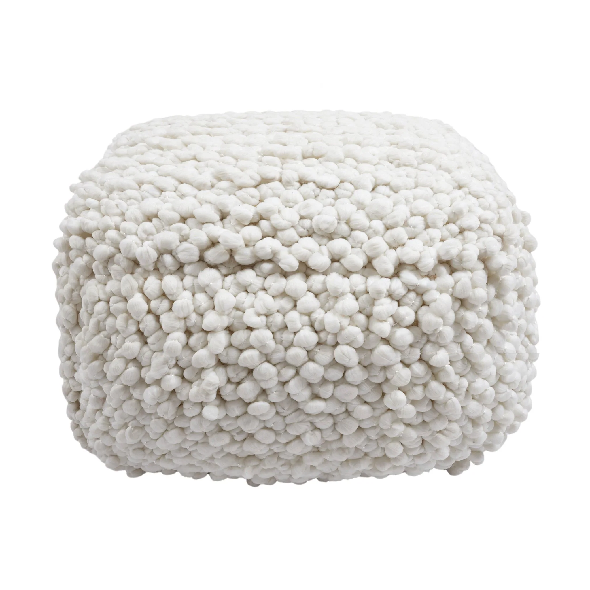 Cathy Cream Woven Pouf - Image 3