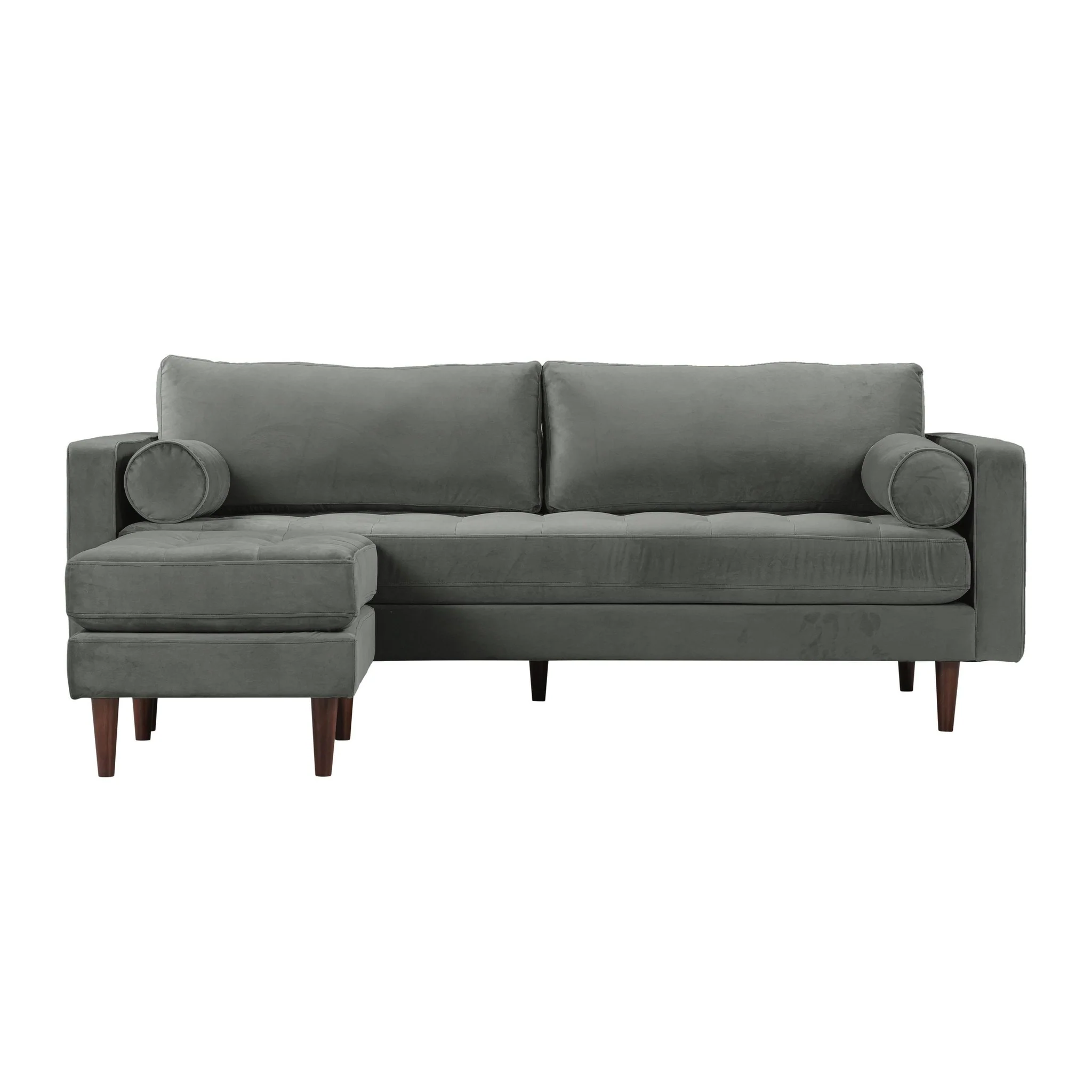 Cave Ash Gray Velvet Sectional - Image 4
