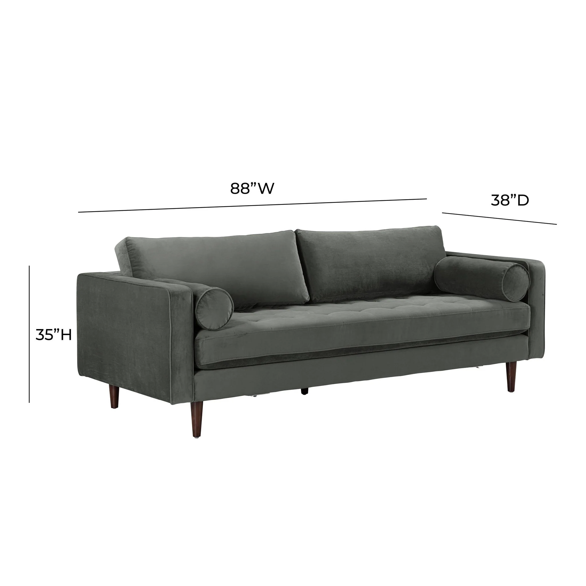 Cave Ash Gray Velvet Sofa - Image 6