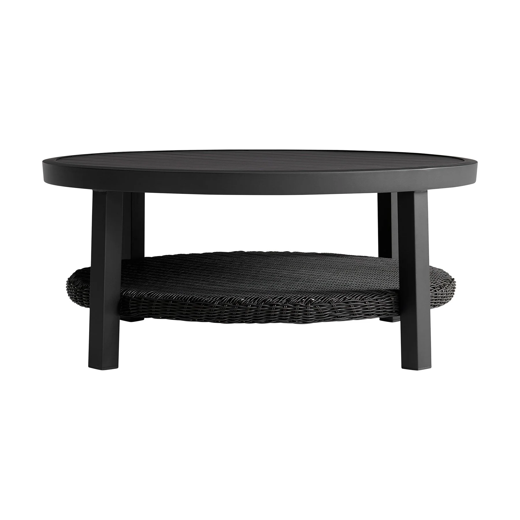 Cayman 3 Piece Black Aluminum Outdoor Seating Set with Dark Gray Cushions - Image 4