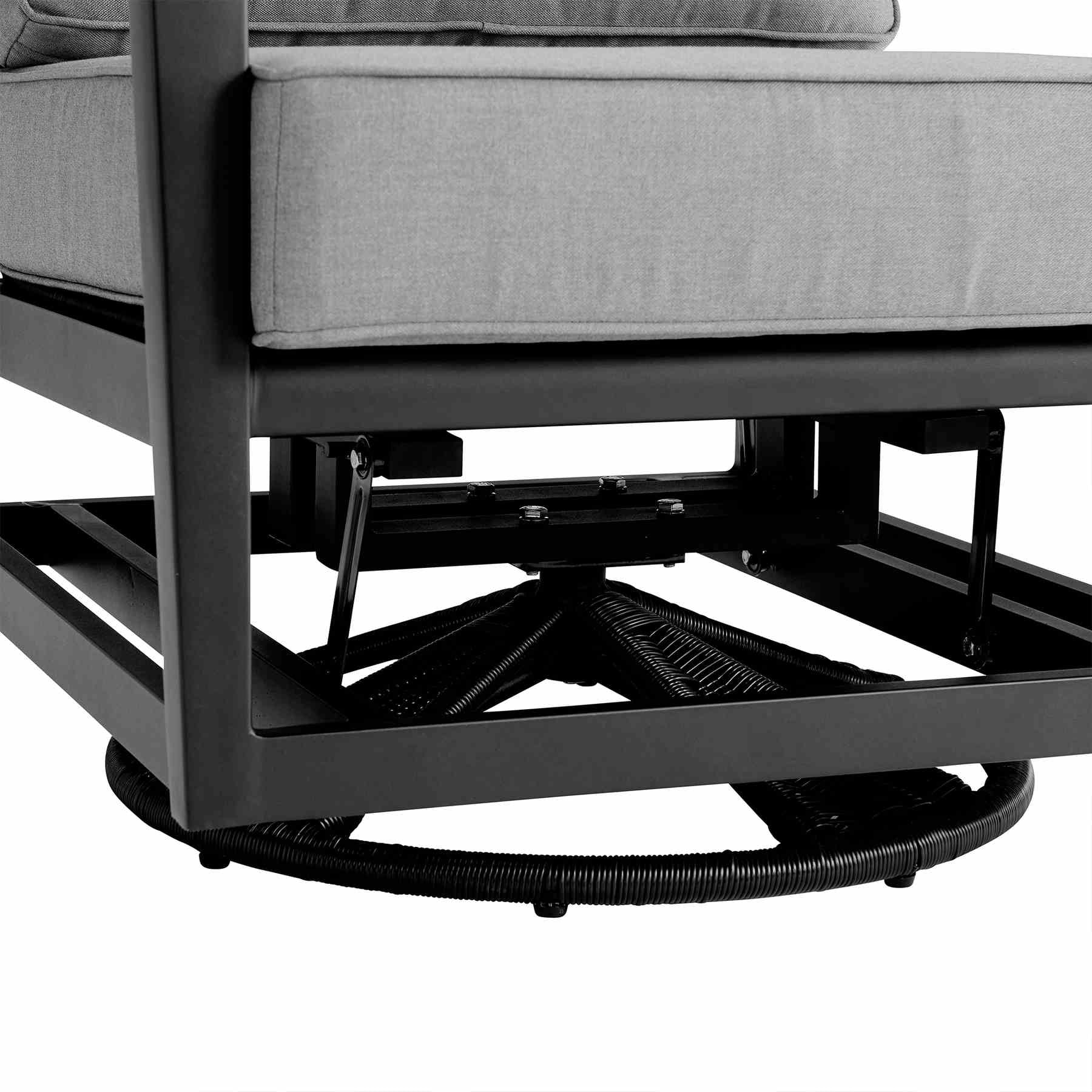 Cayman 3 Piece Black Aluminum Outdoor Seating Set with Dark Gray Cushions - Image 6