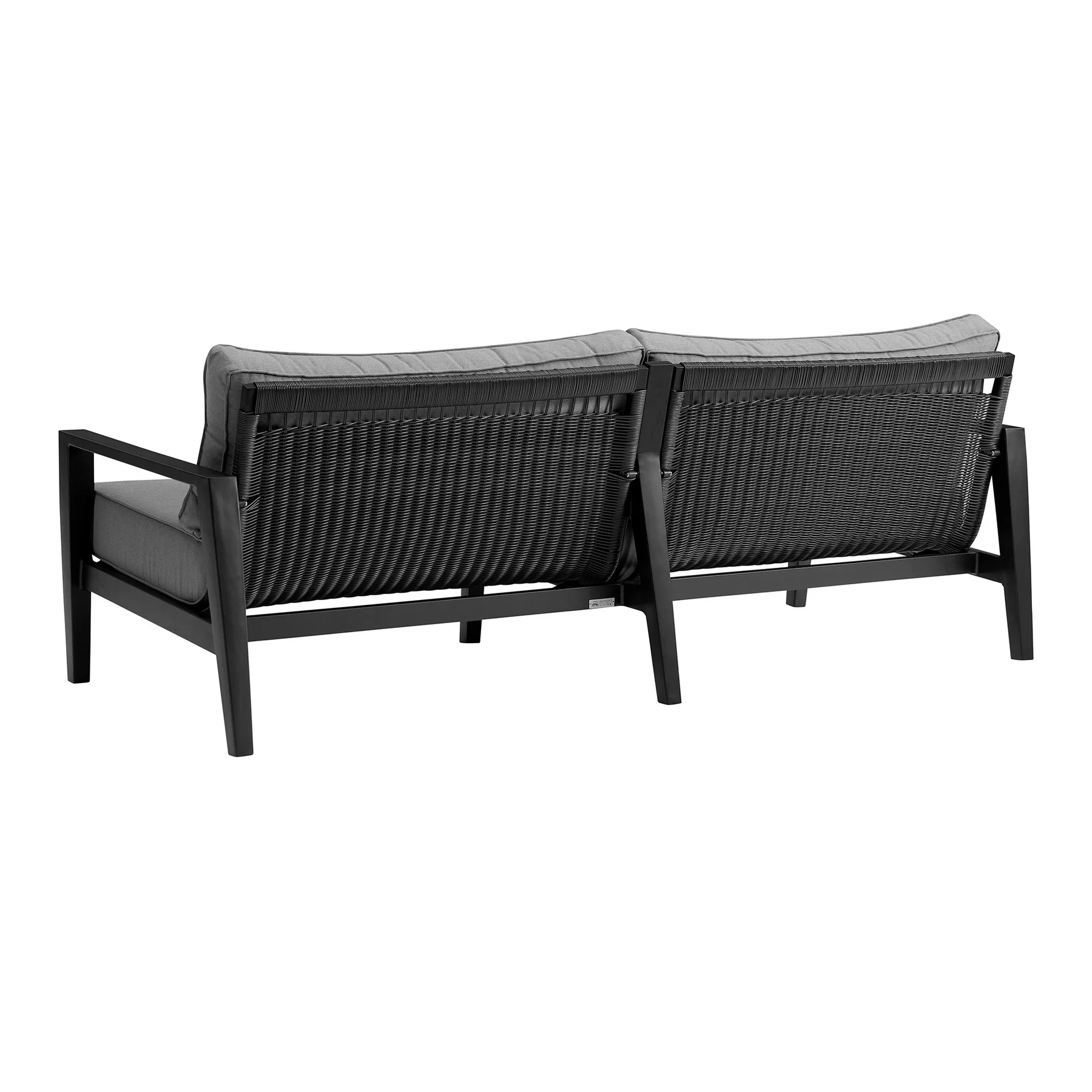 Cayman 4 Piece Black Aluminum Outdoor Seating Set with Dark Gray Cushions - Image 3