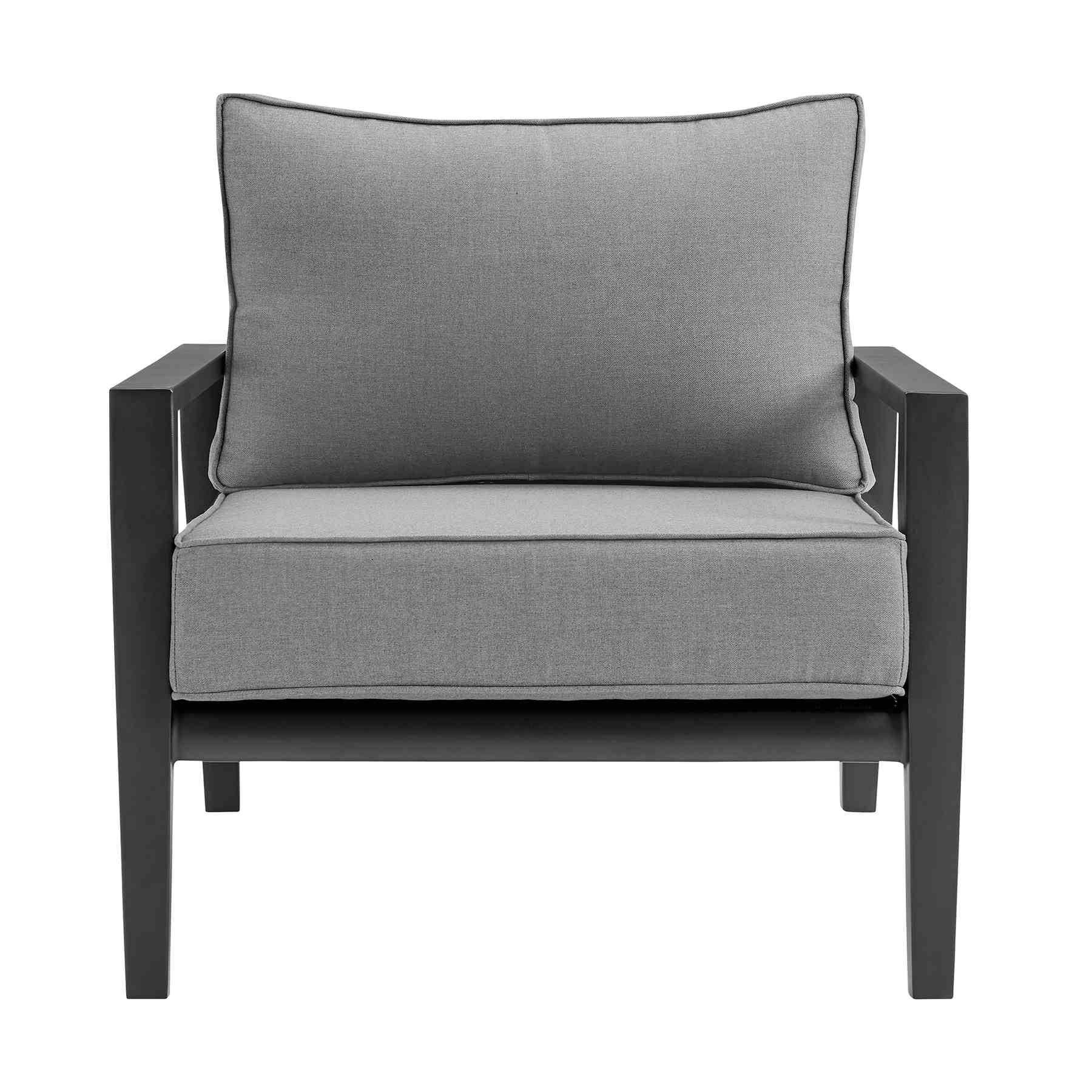 Cayman 4 Piece Black Aluminum Outdoor Seating Set with Dark Gray Cushions - Image 5