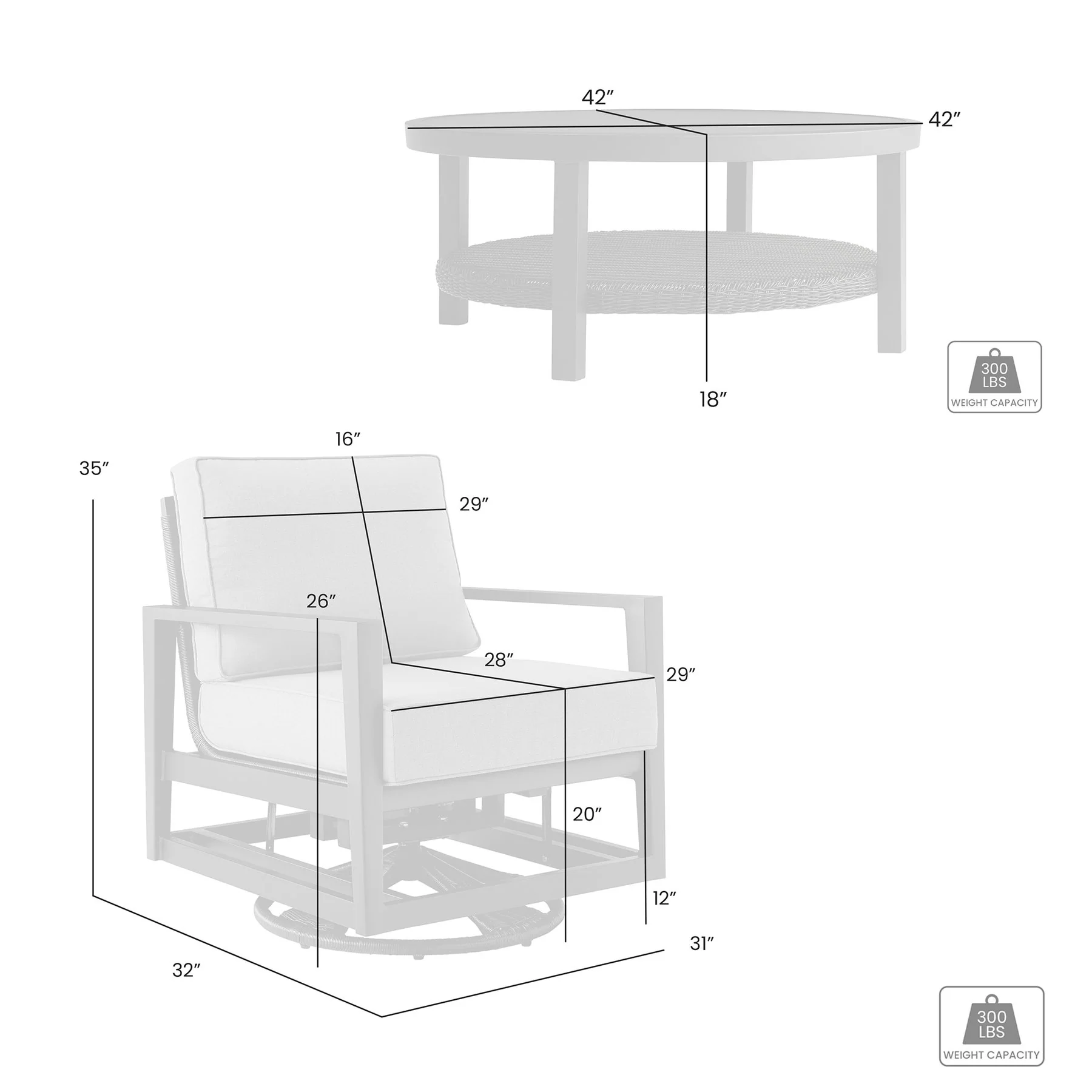 Cayman 5 Piece Black Aluminum Outdoor Seating Set with Dark Gray Cushions - Image 8