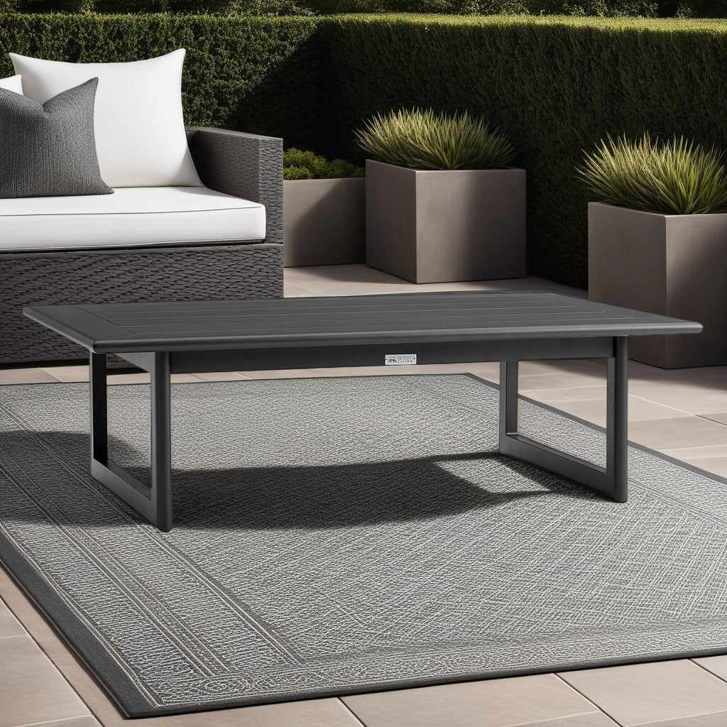 Cayman Aluminum Outdoor Coffee Table in Black - Image 5