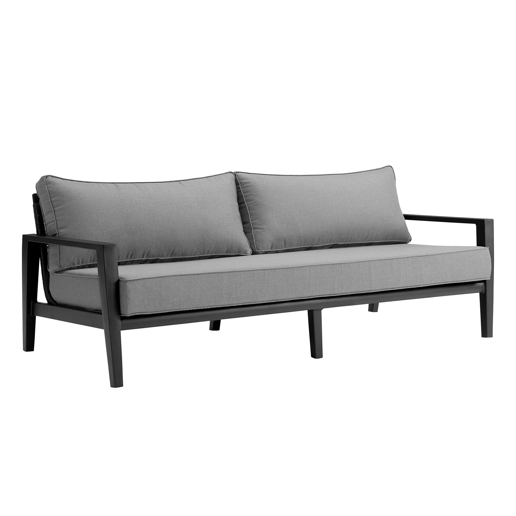 Cayman Aluminum Outdoor Sofa in Black and Dark Gray - Image 2