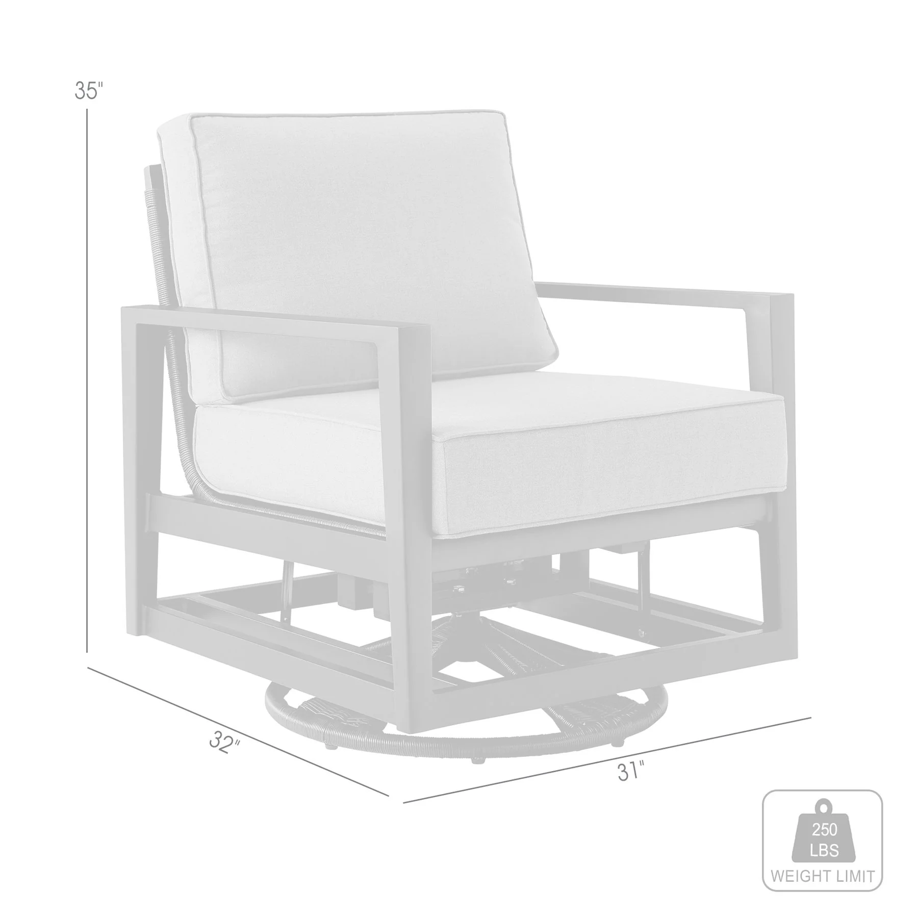 Cayman Black Aluminum Outdoor Swivel Glider Chair with Dark Gray Cushions - Image 7