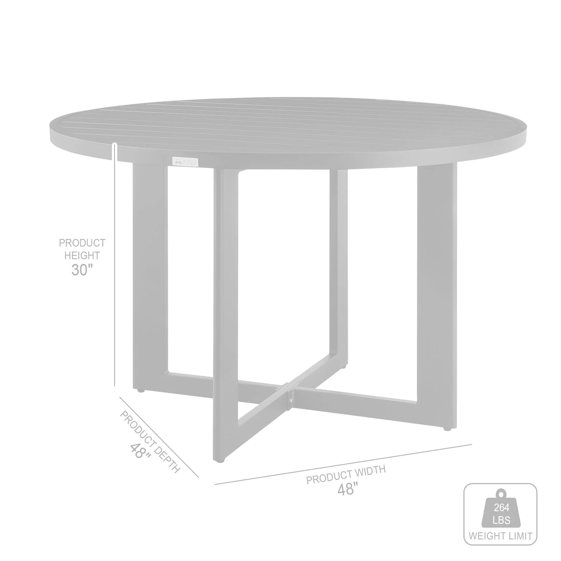 Cayman Outdoor Patio 5-Piece Round Dining Table Set in Aluminum with Gray Cushions - Image 11