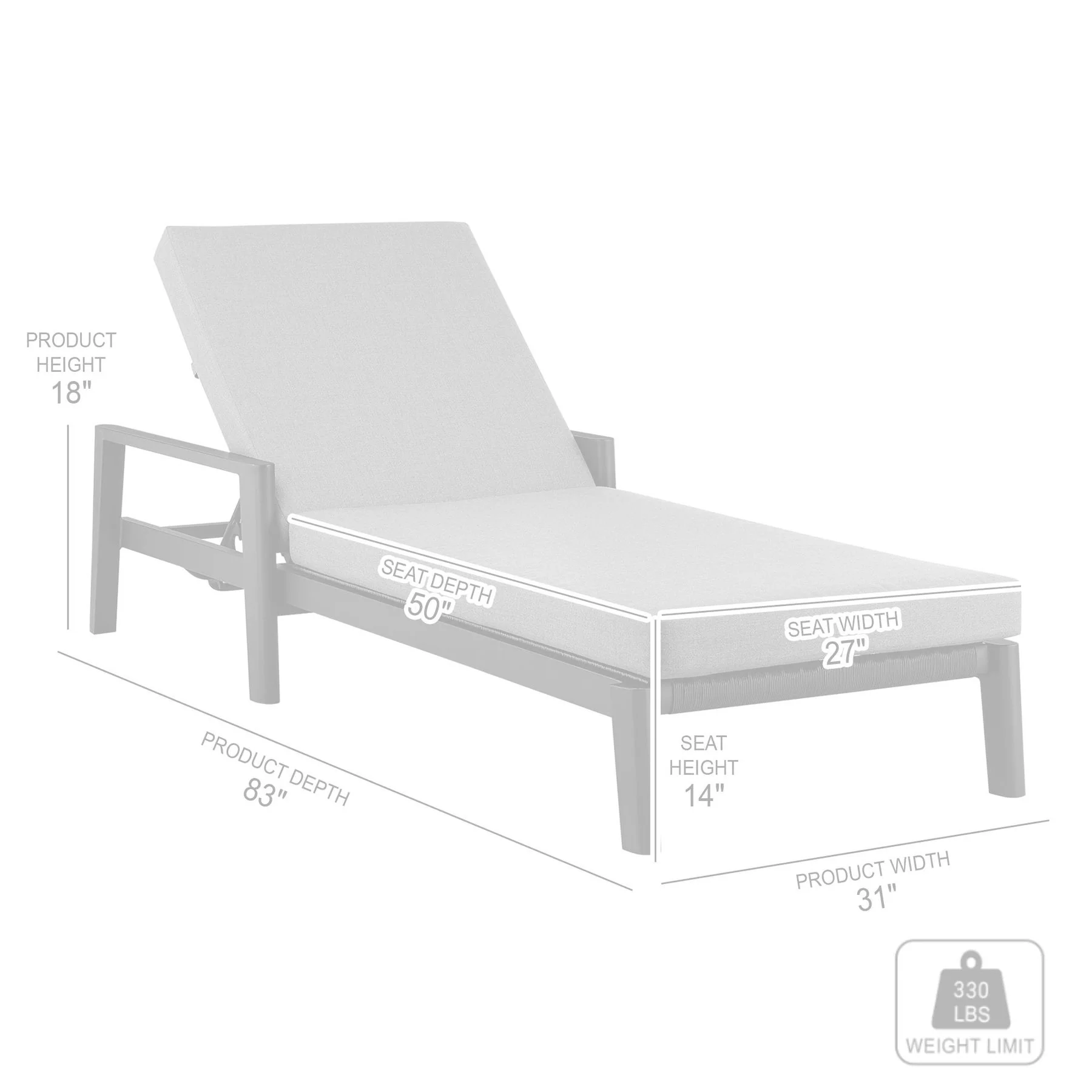 Cayman Outdoor Patio Adjustable Chaise Lounge Chair in Aluminum with Gray Cushions - Image 10