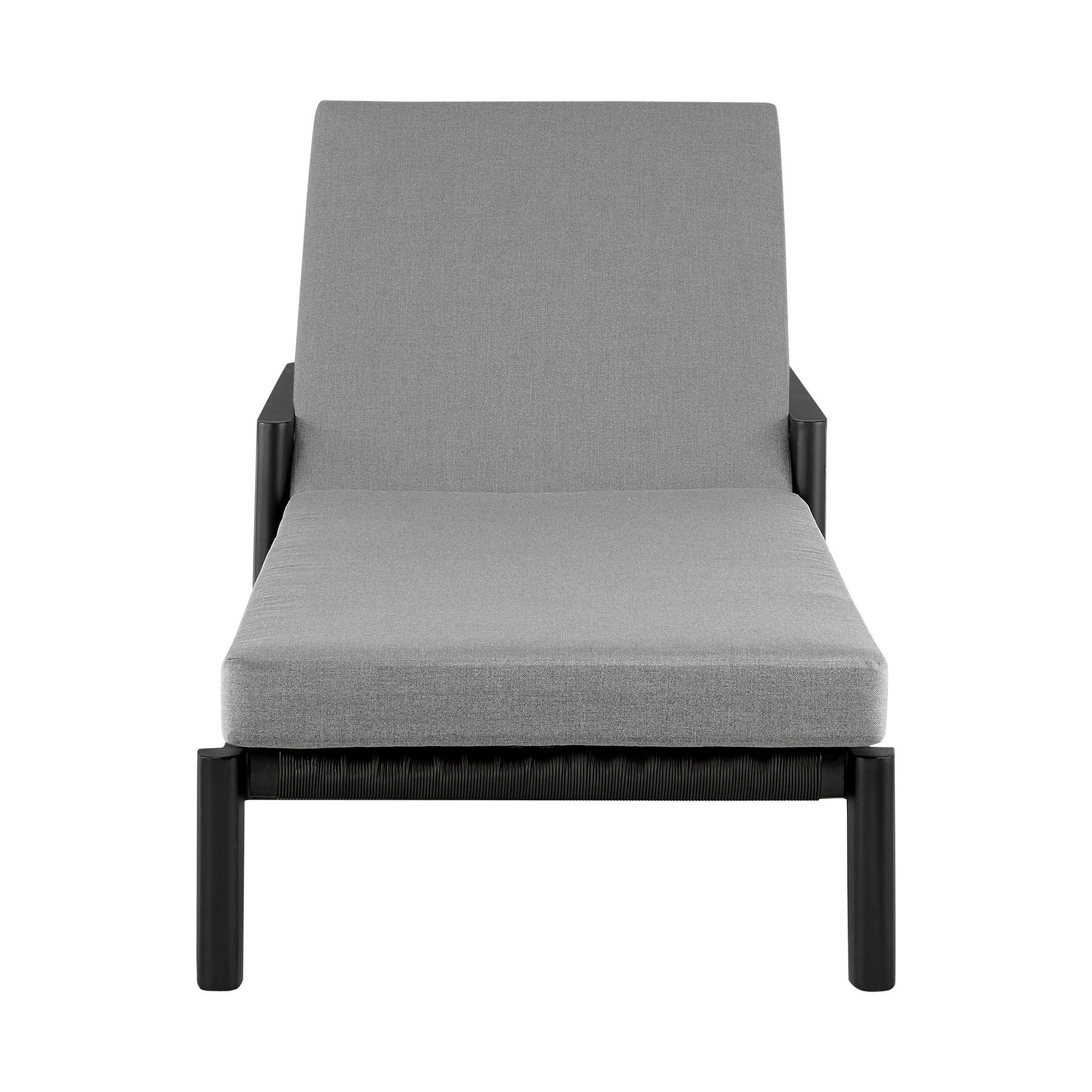 Cayman Outdoor Patio Adjustable Chaise Lounge Chair in Aluminum with Gray Cushions - Image 2
