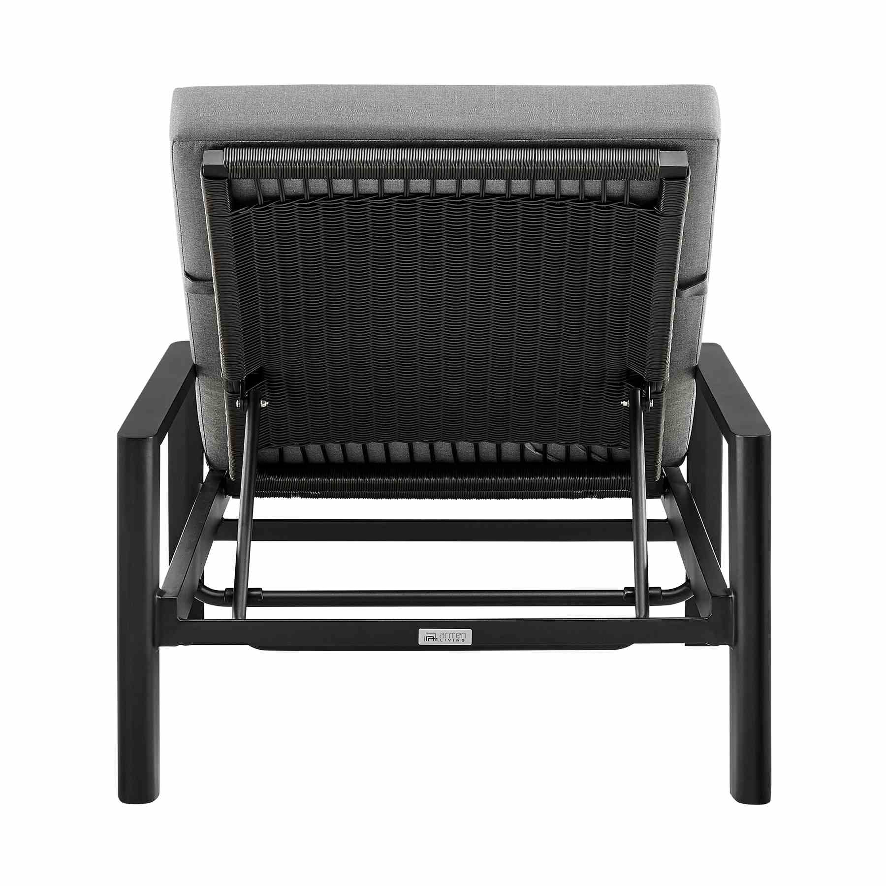 Cayman Outdoor Patio Adjustable Chaise Lounge Chair in Aluminum with Gray Cushions - Image 5