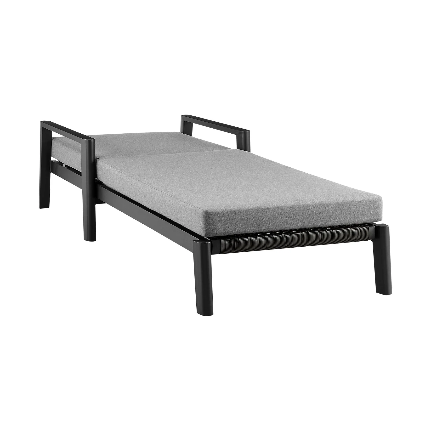 Cayman Outdoor Patio Adjustable Chaise Lounge Chair in Aluminum with Gray Cushions - Image 6