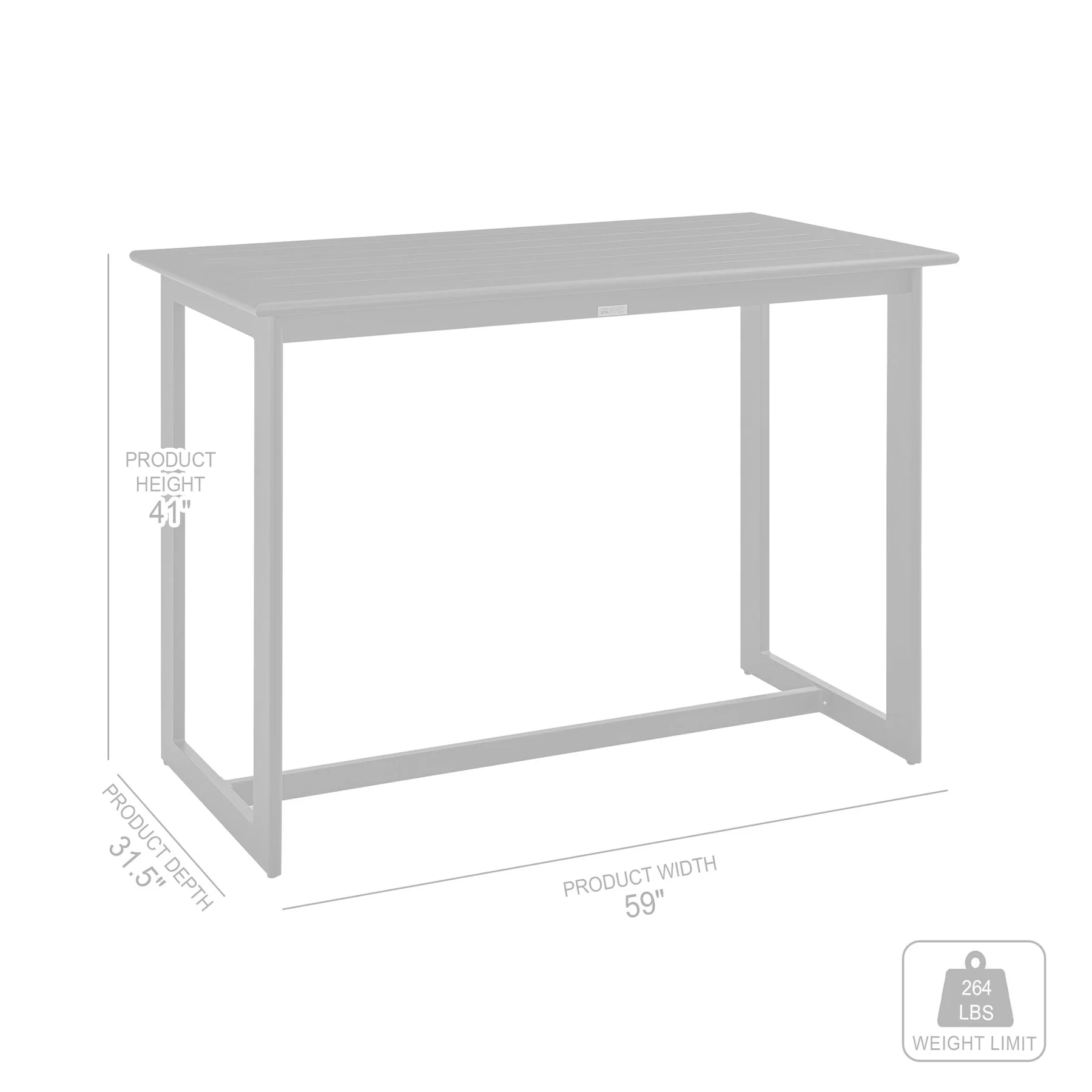 Cayman Outdoor Patio Bar Height Dining Table in Aluminum - Image 5