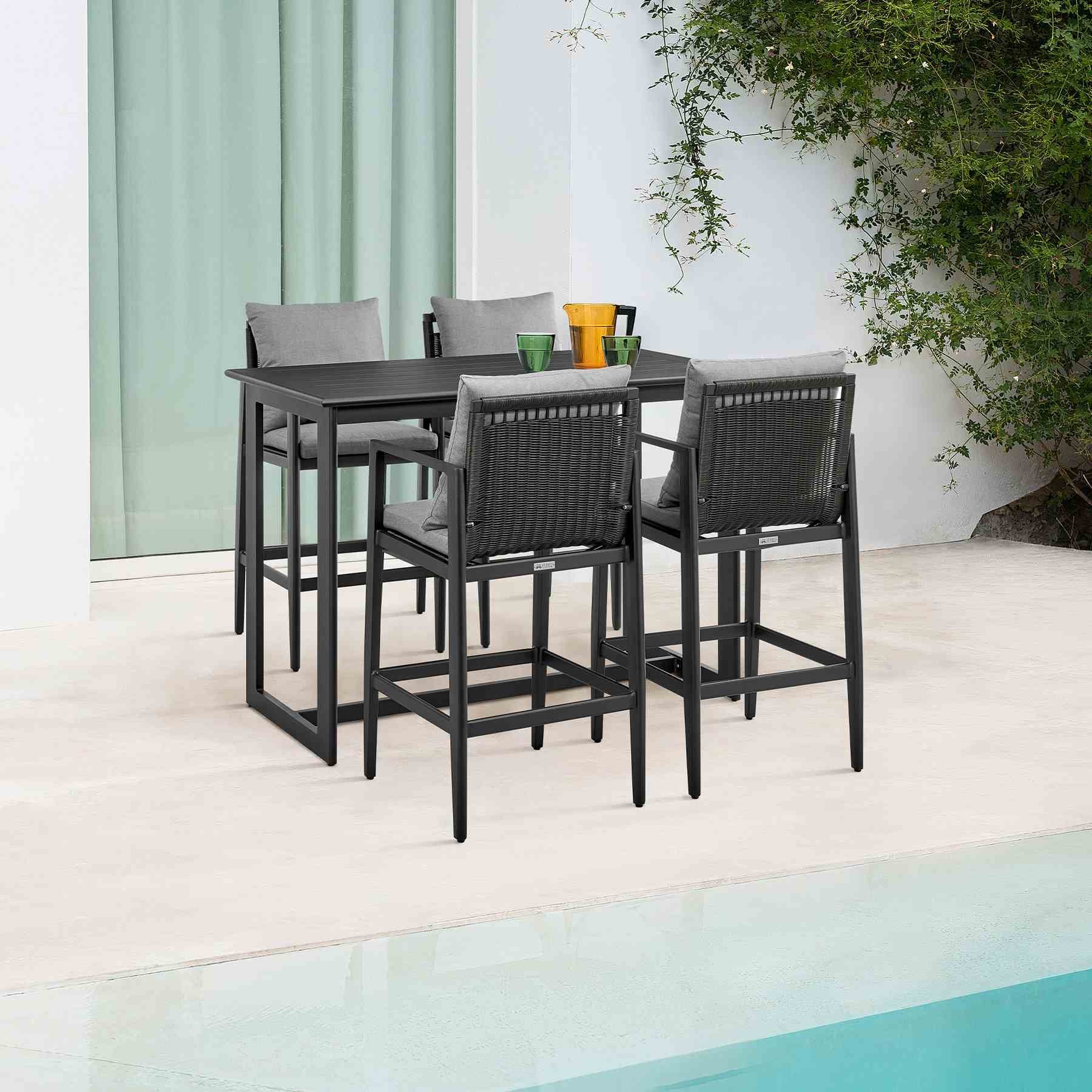 Cayman Outdoor Patio Bar Height Dining Table in Aluminum - Image 7