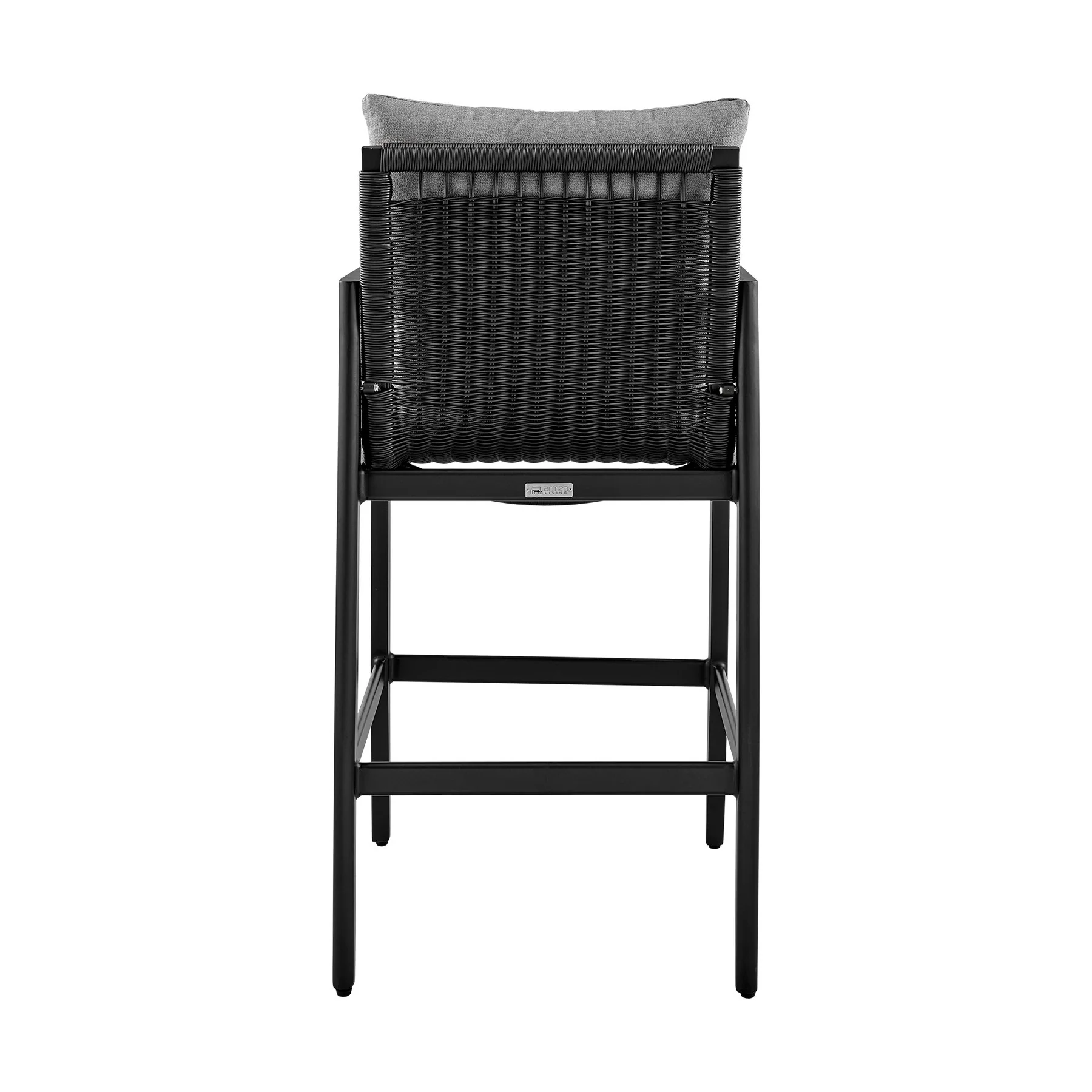 Cayman Outdoor Patio Bar Stool in Aluminum with Gray Cushions - Image 5