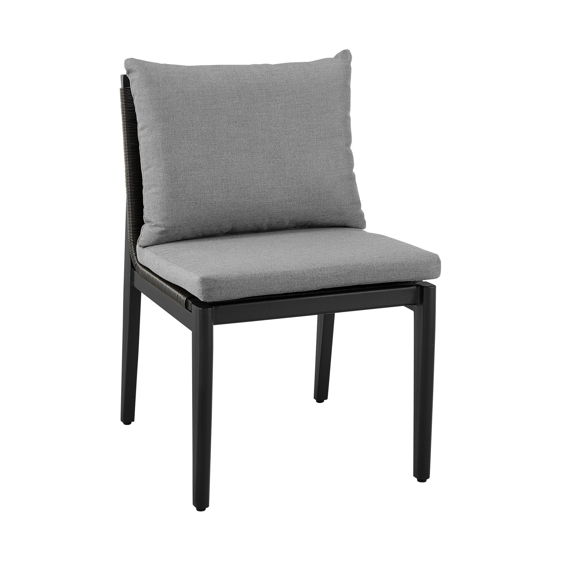 Cayman Outdoor Patio Dining Chairs in Aluminum with Gray Cushions - Set of 2 - Image 2
