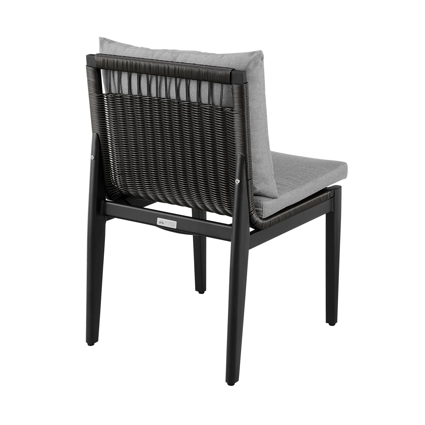 Cayman Outdoor Patio Dining Chairs in Aluminum with Gray Cushions - Set of 2 - Image 5