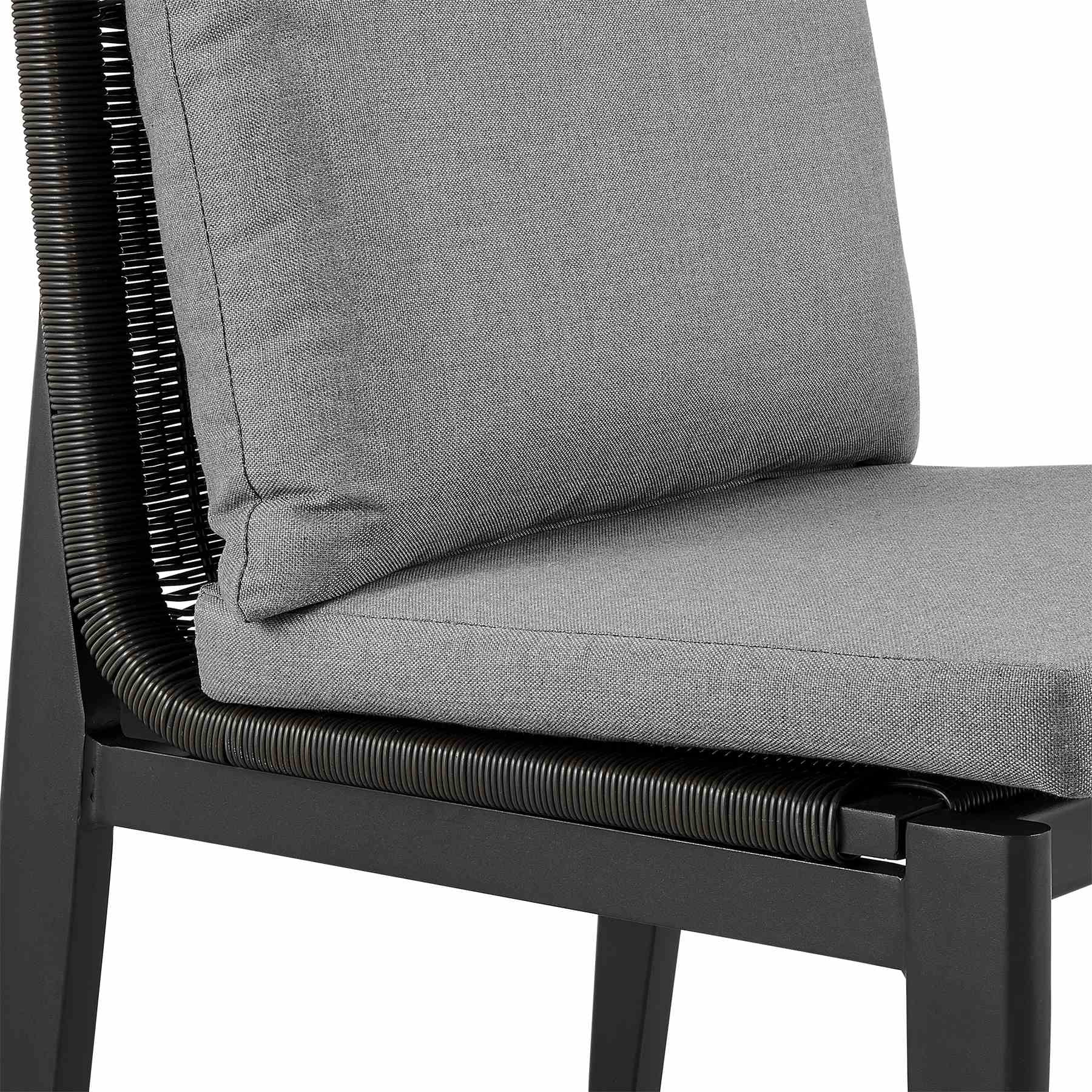 Cayman Outdoor Patio Dining Chairs in Aluminum with Gray Cushions - Set of 2 - Image 7