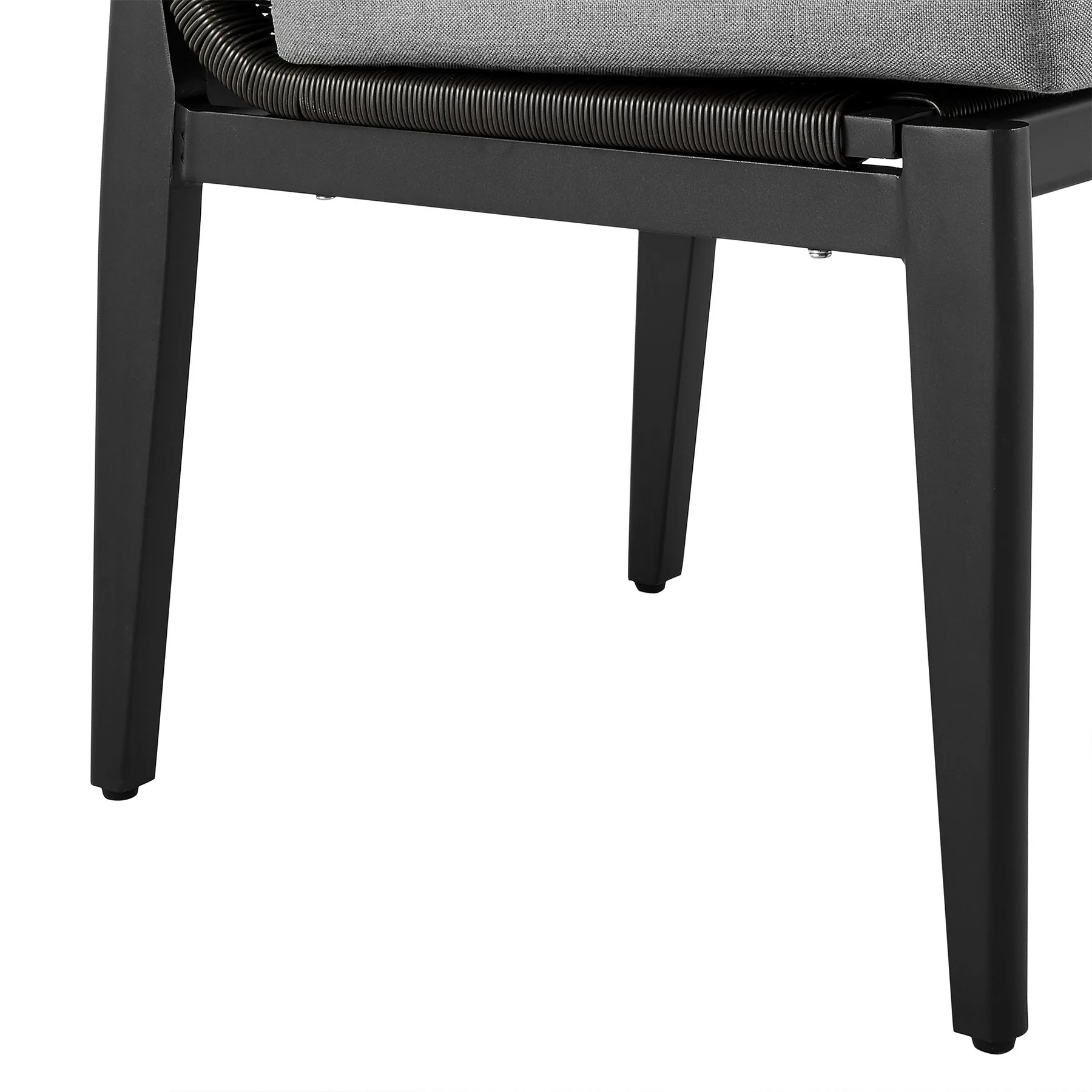 Cayman Outdoor Patio Dining Chairs in Aluminum with Gray Cushions - Set of 2 - Image 8
