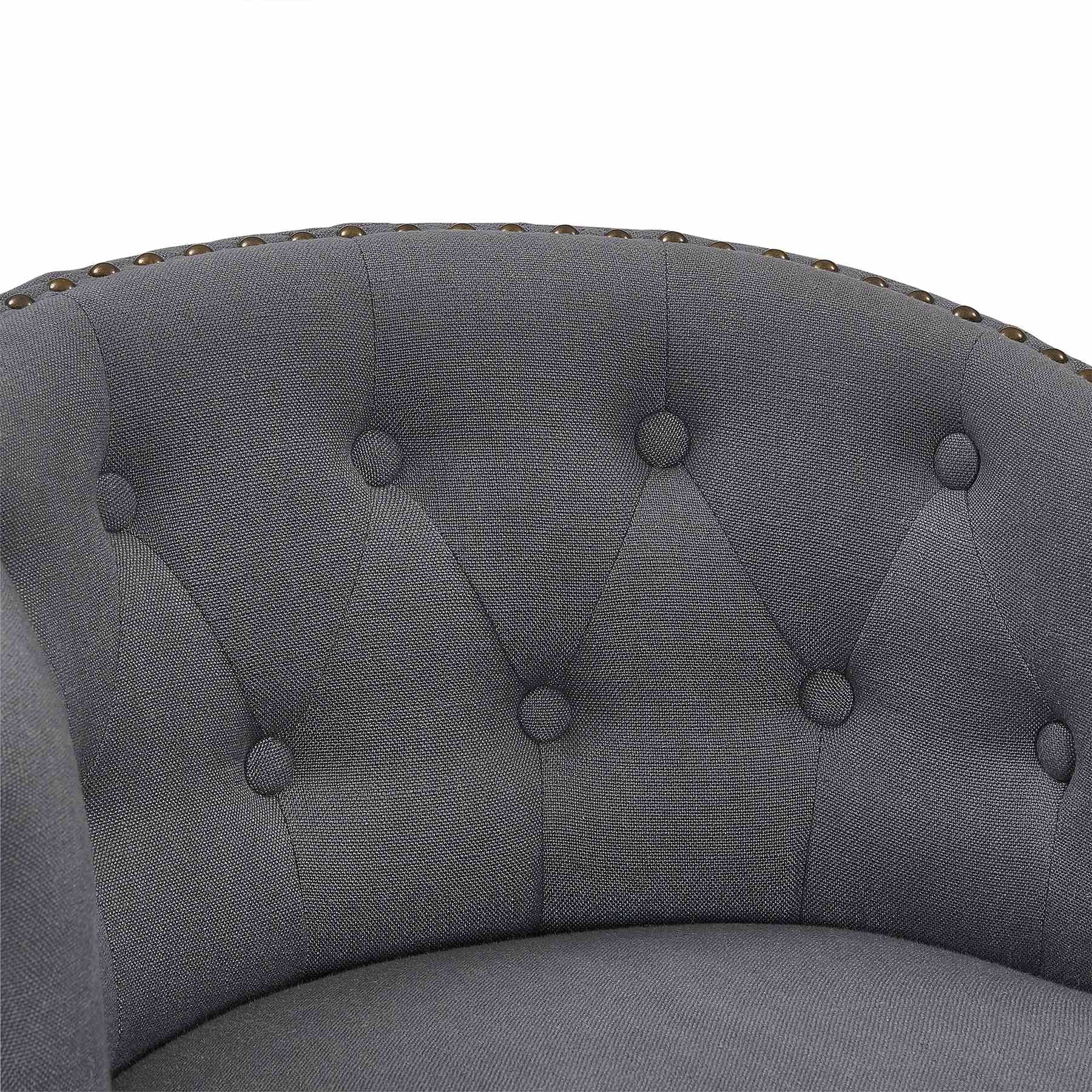 Celine 26" Counter Height Swivel Gray Fabric and Espresso Wood Bar Stool - Image 7