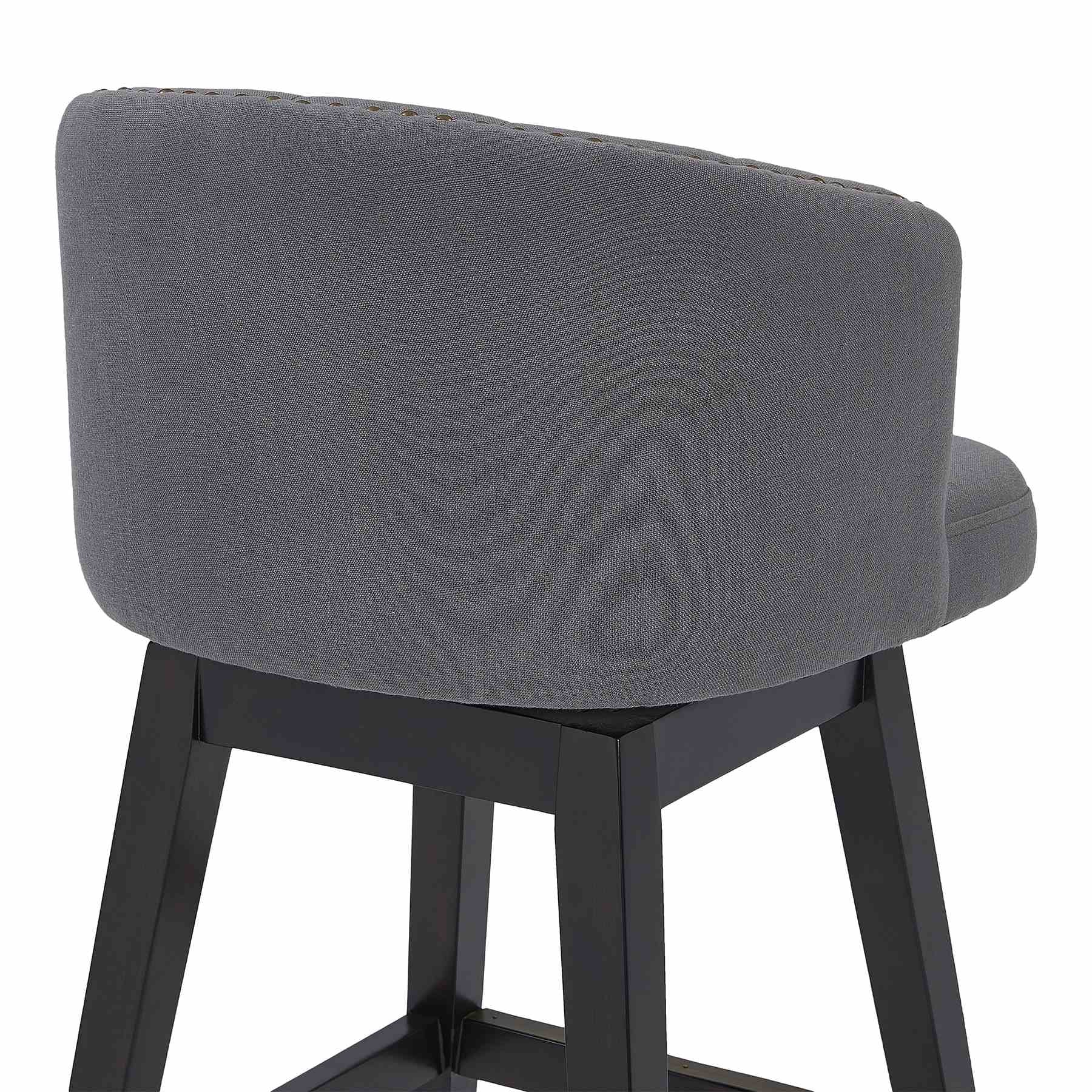 Celine 30" Bar Height Swivel Gray Fabric and Espresso Wood Bar Stool - Image 5