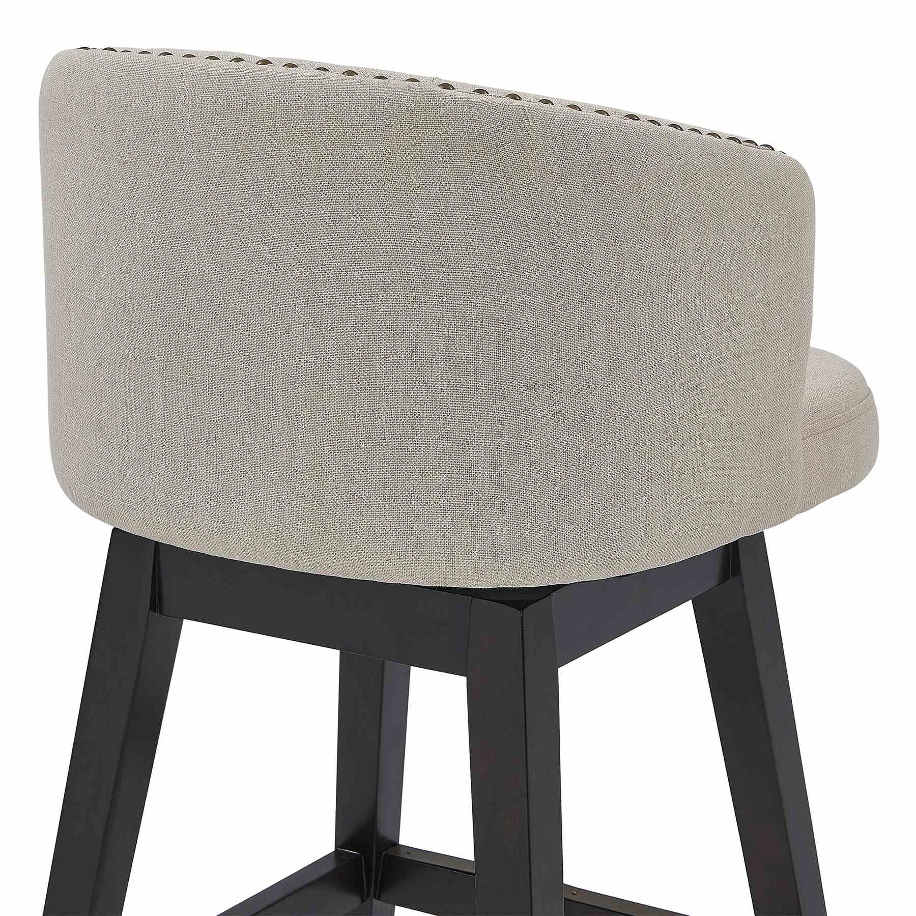 Celine 30" Bar Height Swivel Tan Fabric and Espresso Wood Bar Stool - Image 5