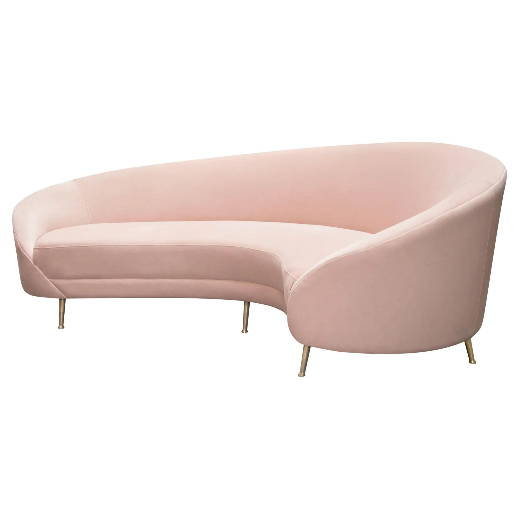 Celine Curved Sofa with Contoured Back in Blush Pink Velvet and Gold Metal Legs by Diamond Sofa - Image 7