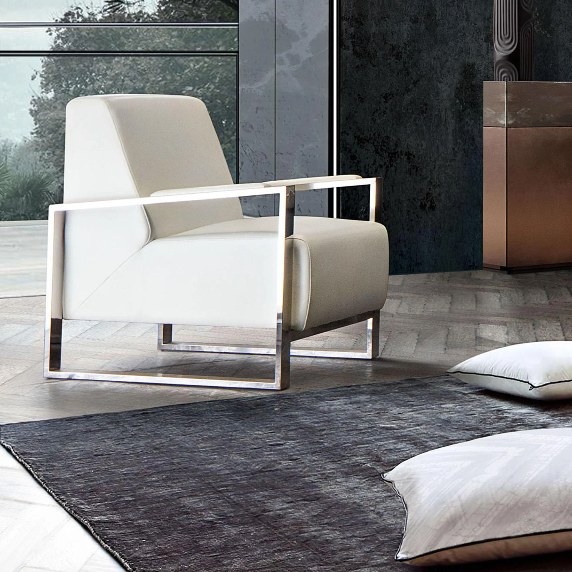 Century Accent Chair w/ Stainless Steel Frame by Diamond Sofa - White - Image 6