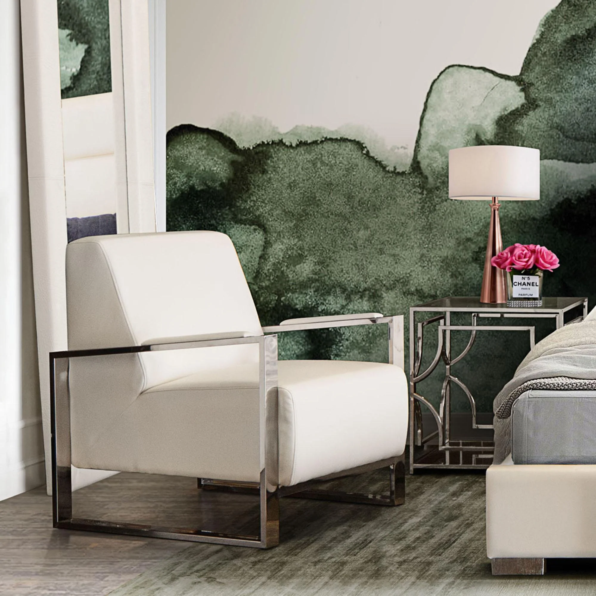 Century Accent Chair w/ Stainless Steel Frame by Diamond Sofa - White - Image 7