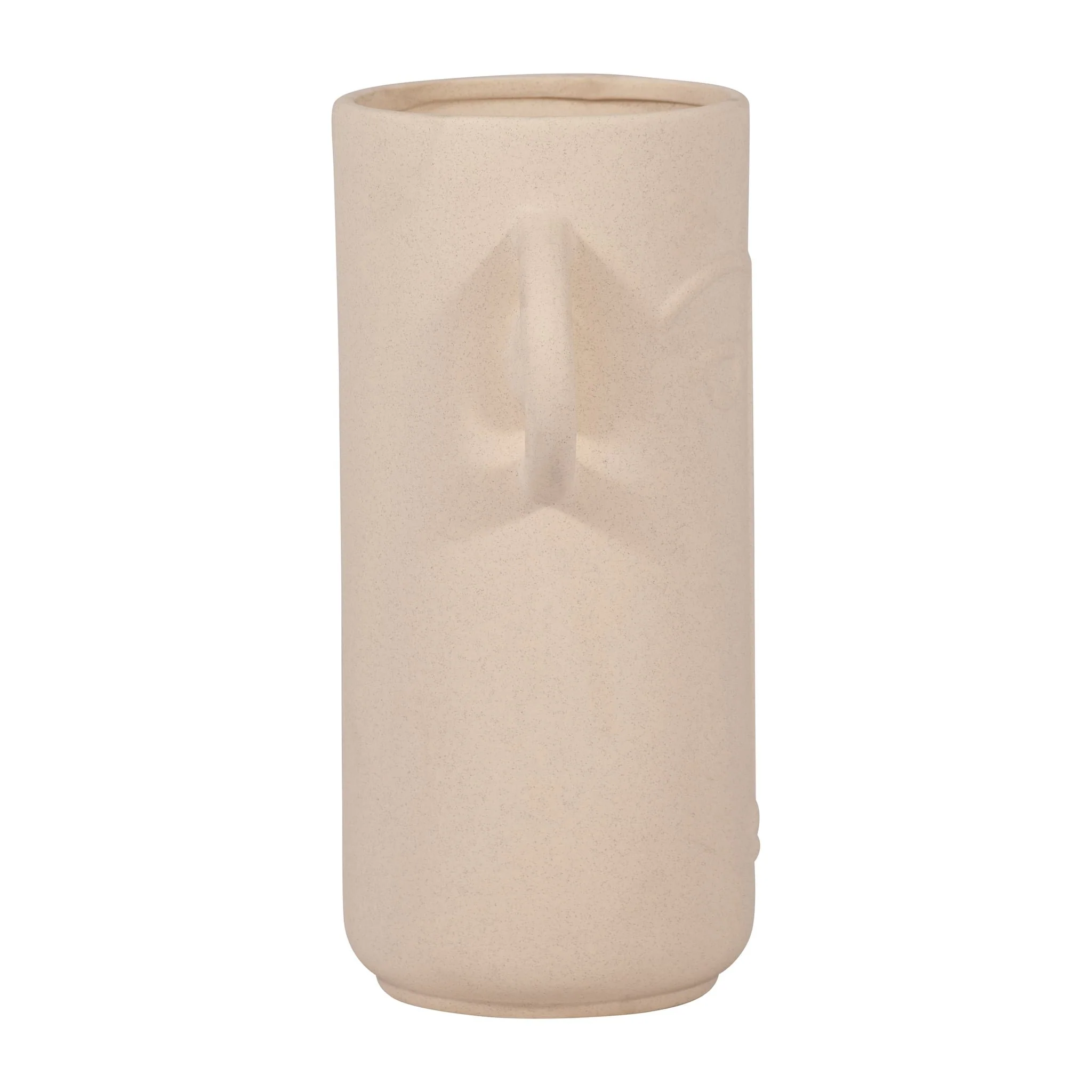 Cer, 10" Face Vase W/ Handles, Ivory - Image 4