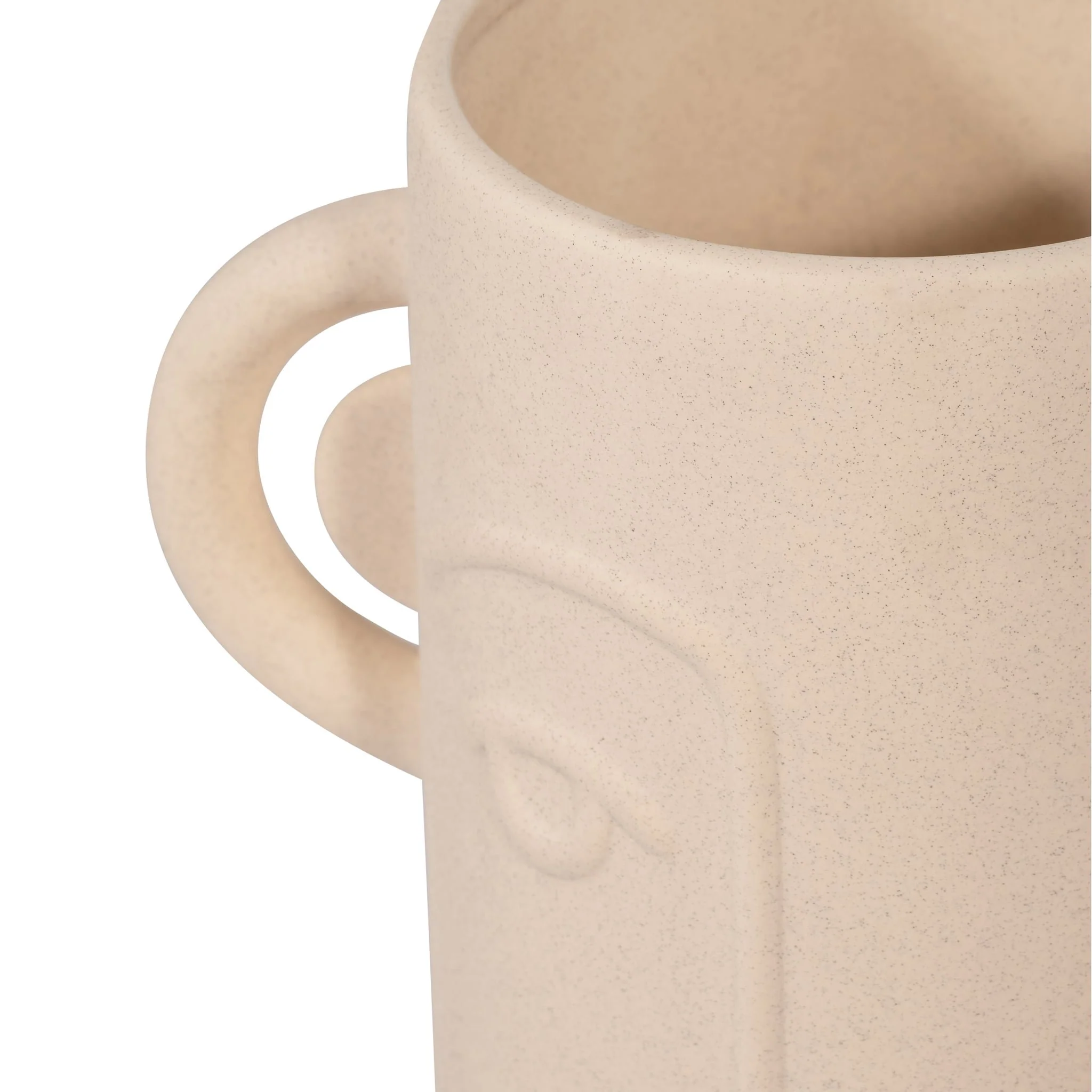 Cer, 10" Face Vase W/ Handles, Ivory - Image 5