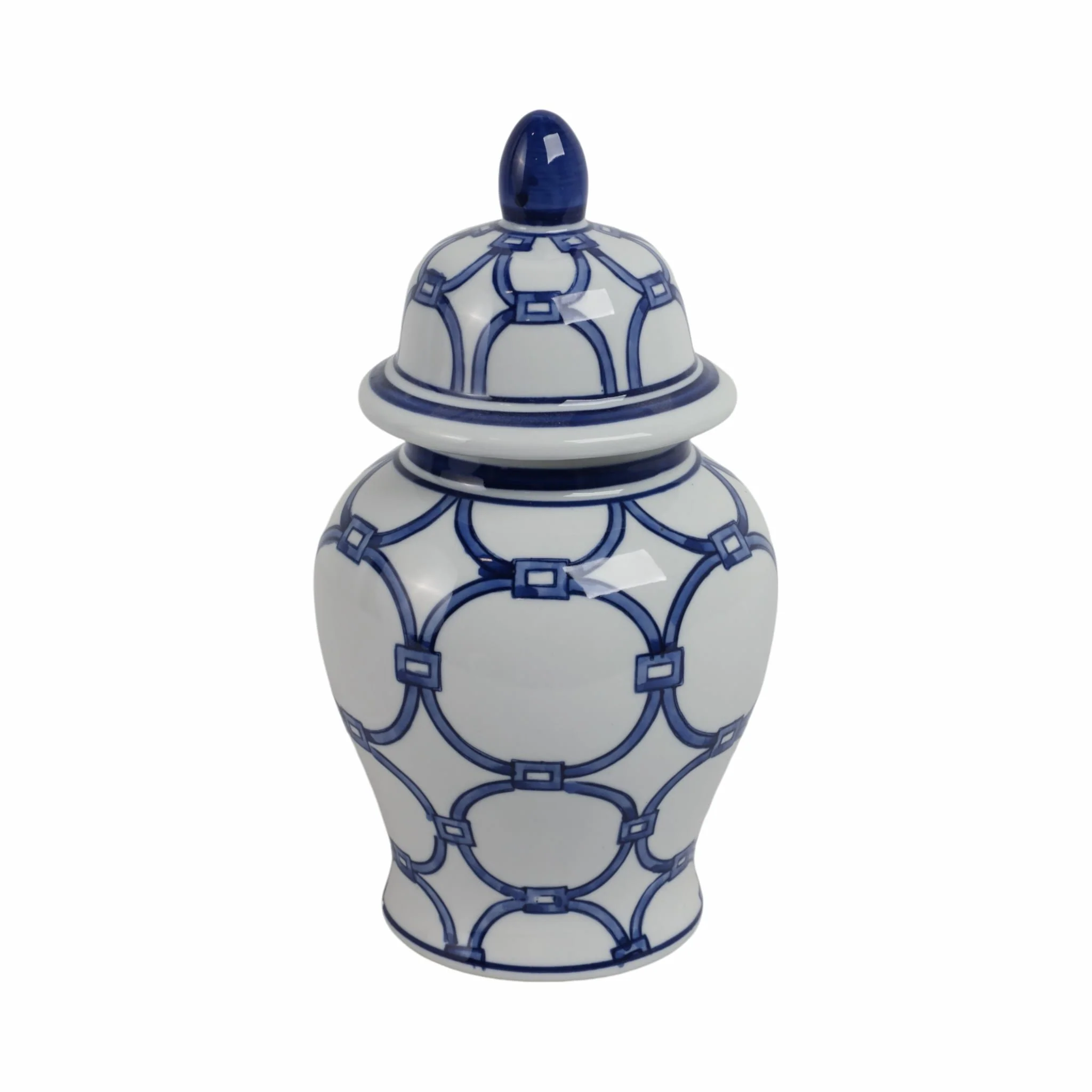 Cer, 10" Links Temple Jar, Blue/white - Image 4
