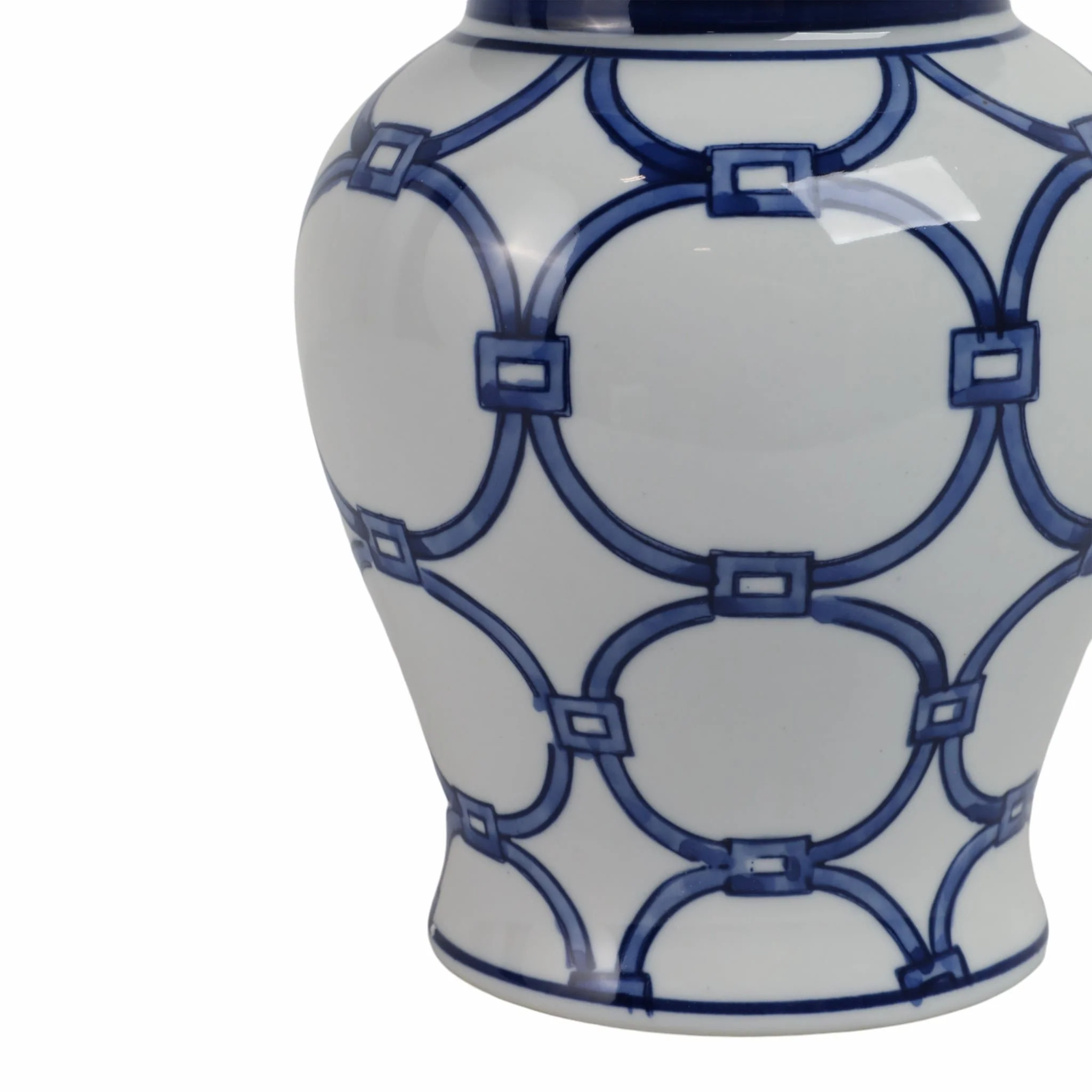 Cer, 10" Links Temple Jar, Blue/white - Image 5